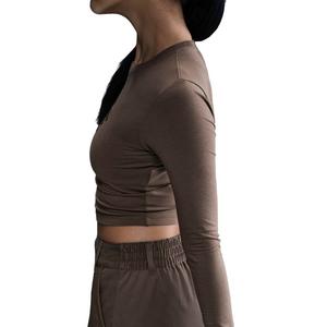 Nike Women's Sportswear Chill Knit Slim Cropped T-Shirt-Brown