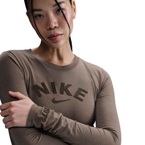 Nike Women's Sportswear Chill Knit Slim Cropped T-Shirt-Brown