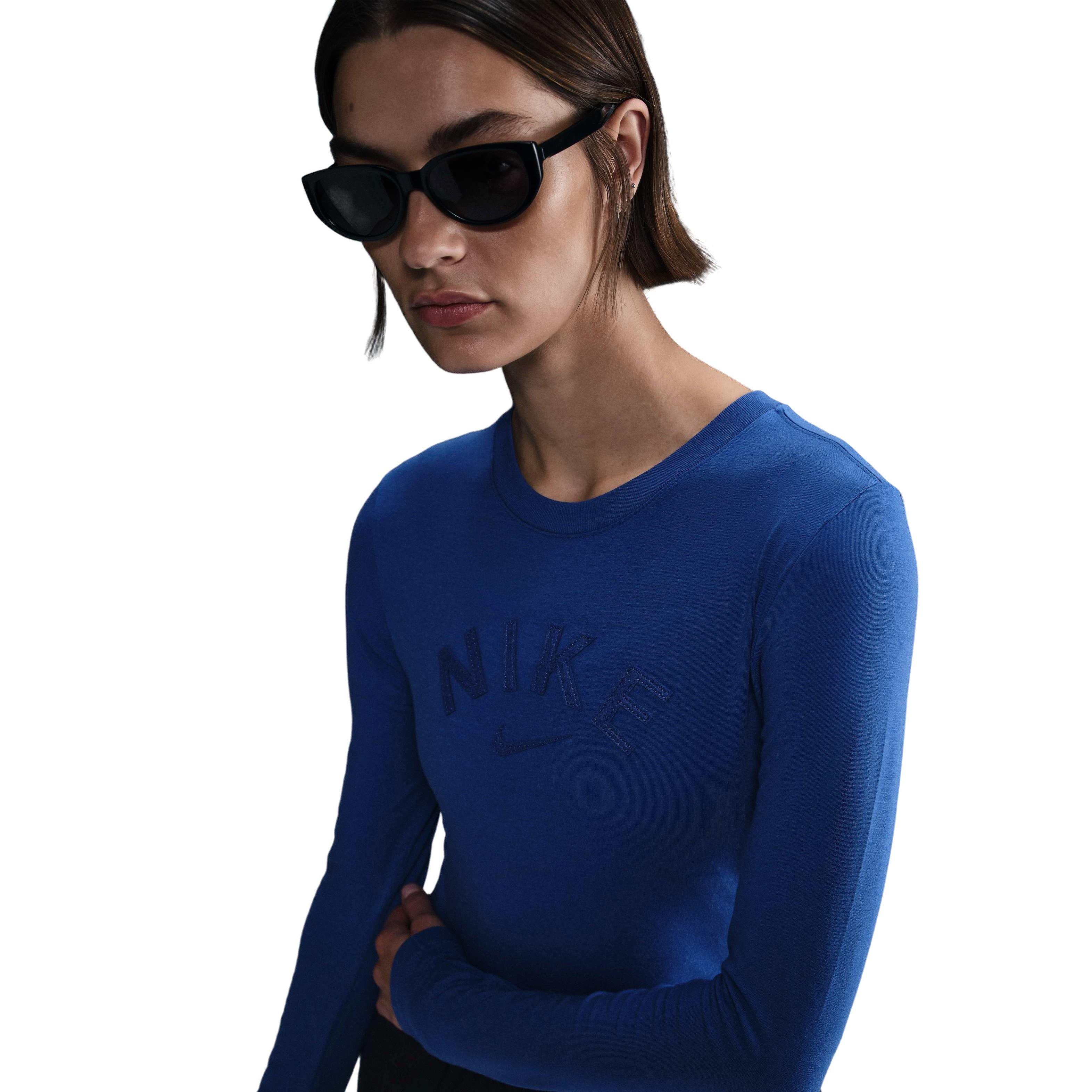 Nike Women's Sportswear Chill Knit Slim Cropped T-Shirt-Blue - BLUE Thumbnail View 1