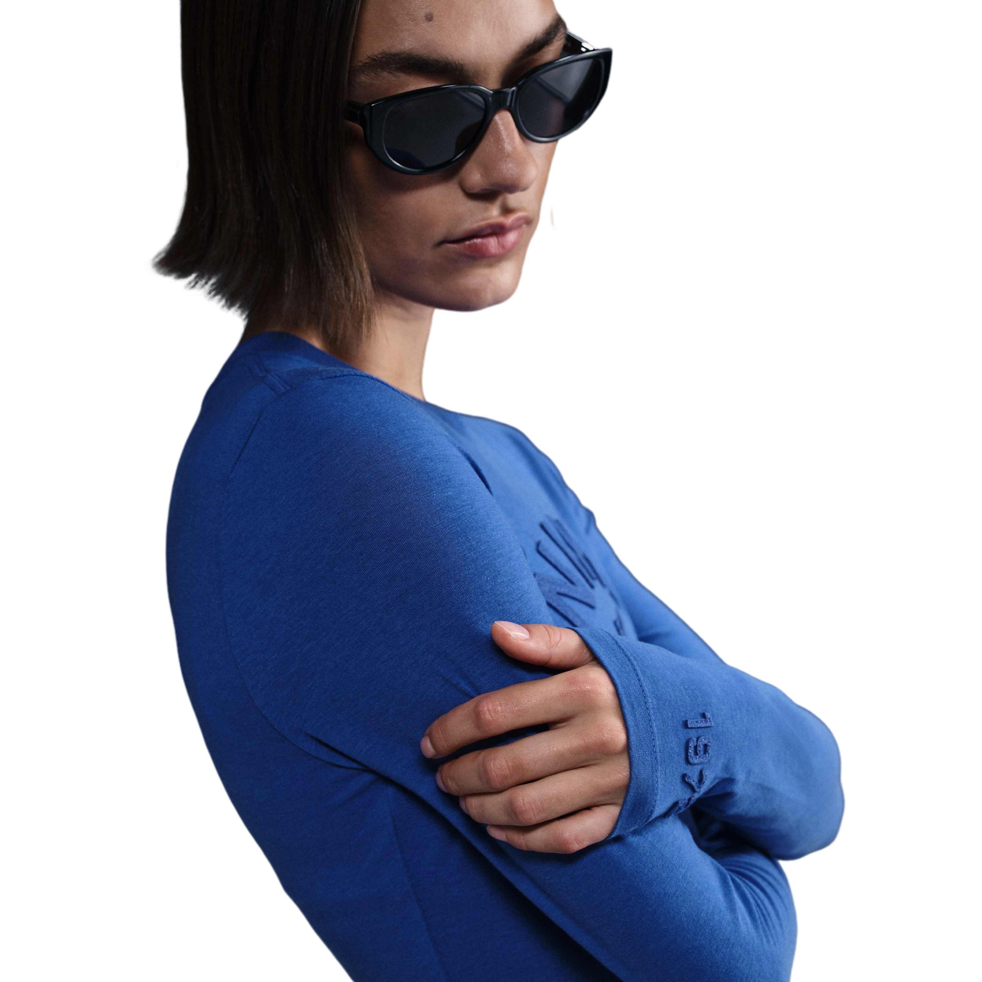 Nike Women's Sportswear Chill Knit Slim Cropped T-Shirt-Blue - BLUE Thumbnail View 2