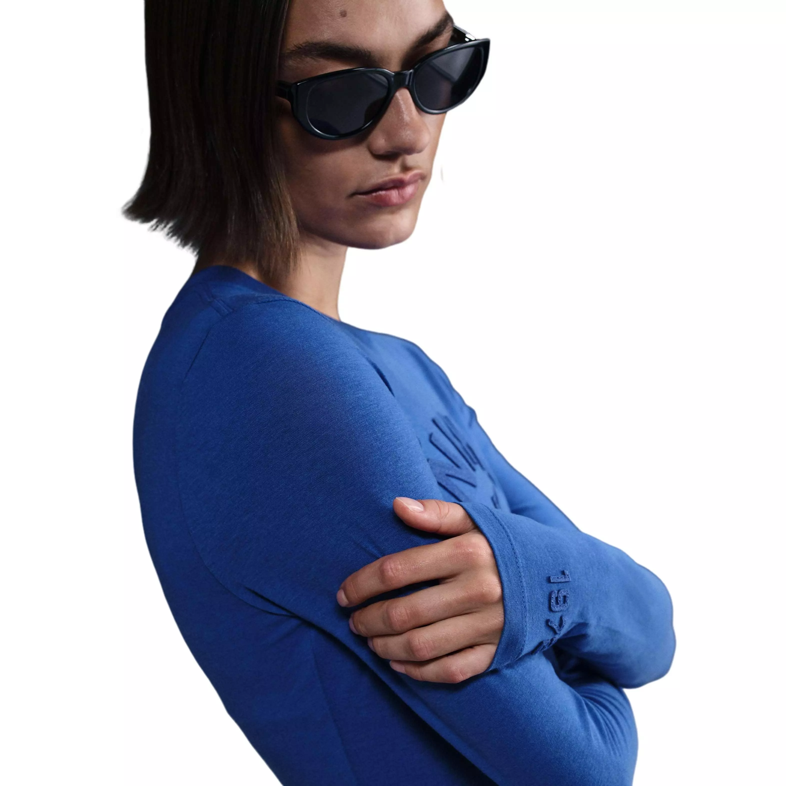 Nike Women's Sportswear Chill Knit Slim Cropped T-Shirt-Blue - BLUE