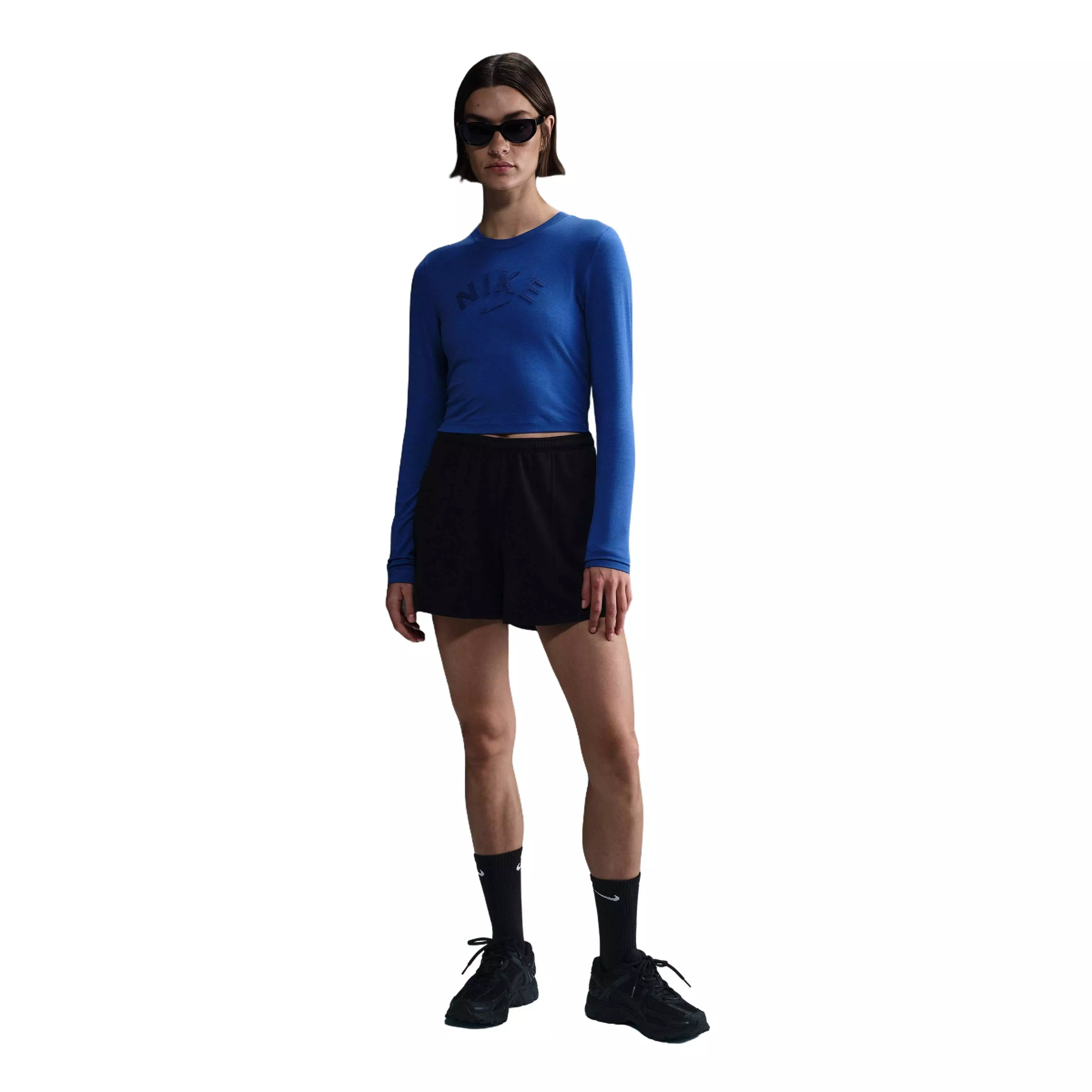 Nike Women's Sportswear Chill Knit Slim Cropped T-Shirt-Blue - BLUE