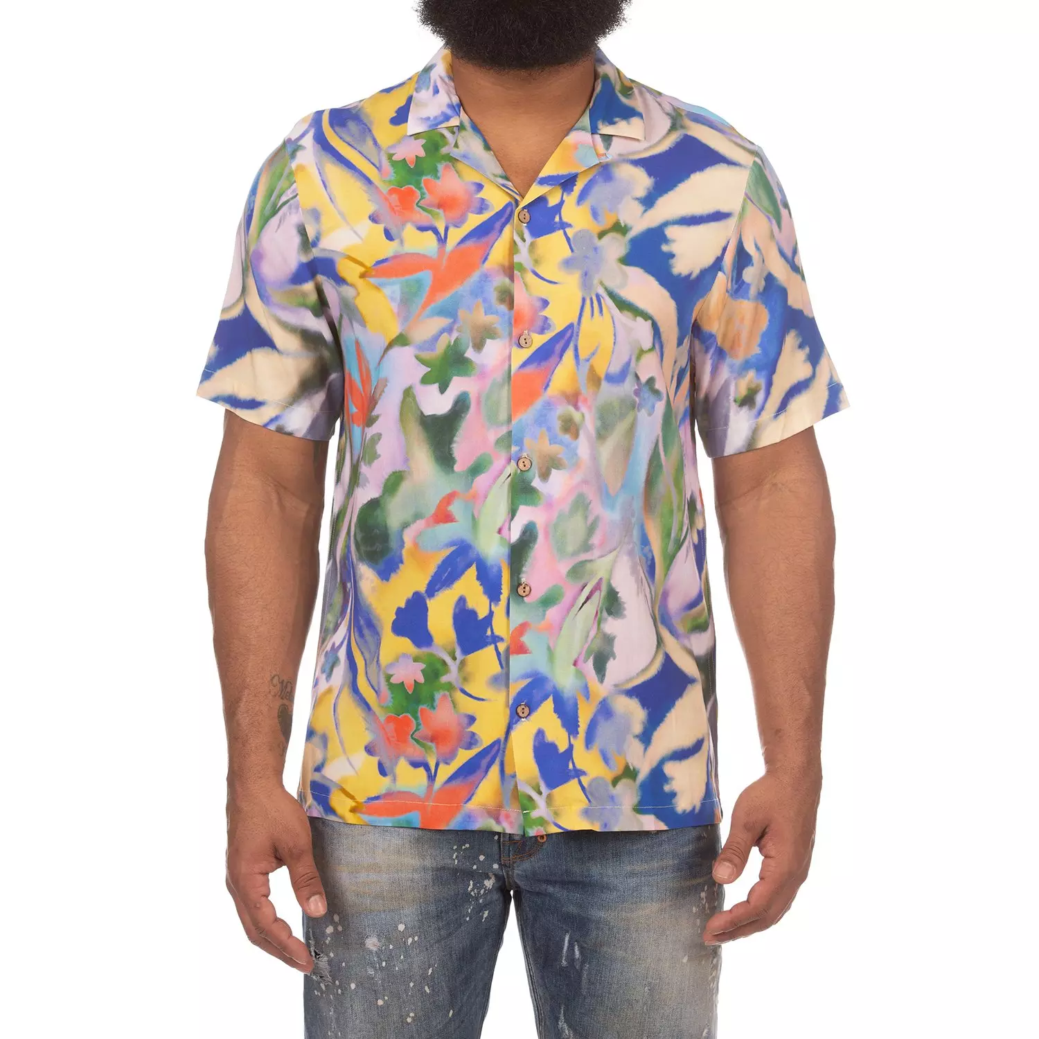 AKOO Men's Glory Short Sleeve Woven Button Down Shirt - Multi-Color - MULTI-COLOR