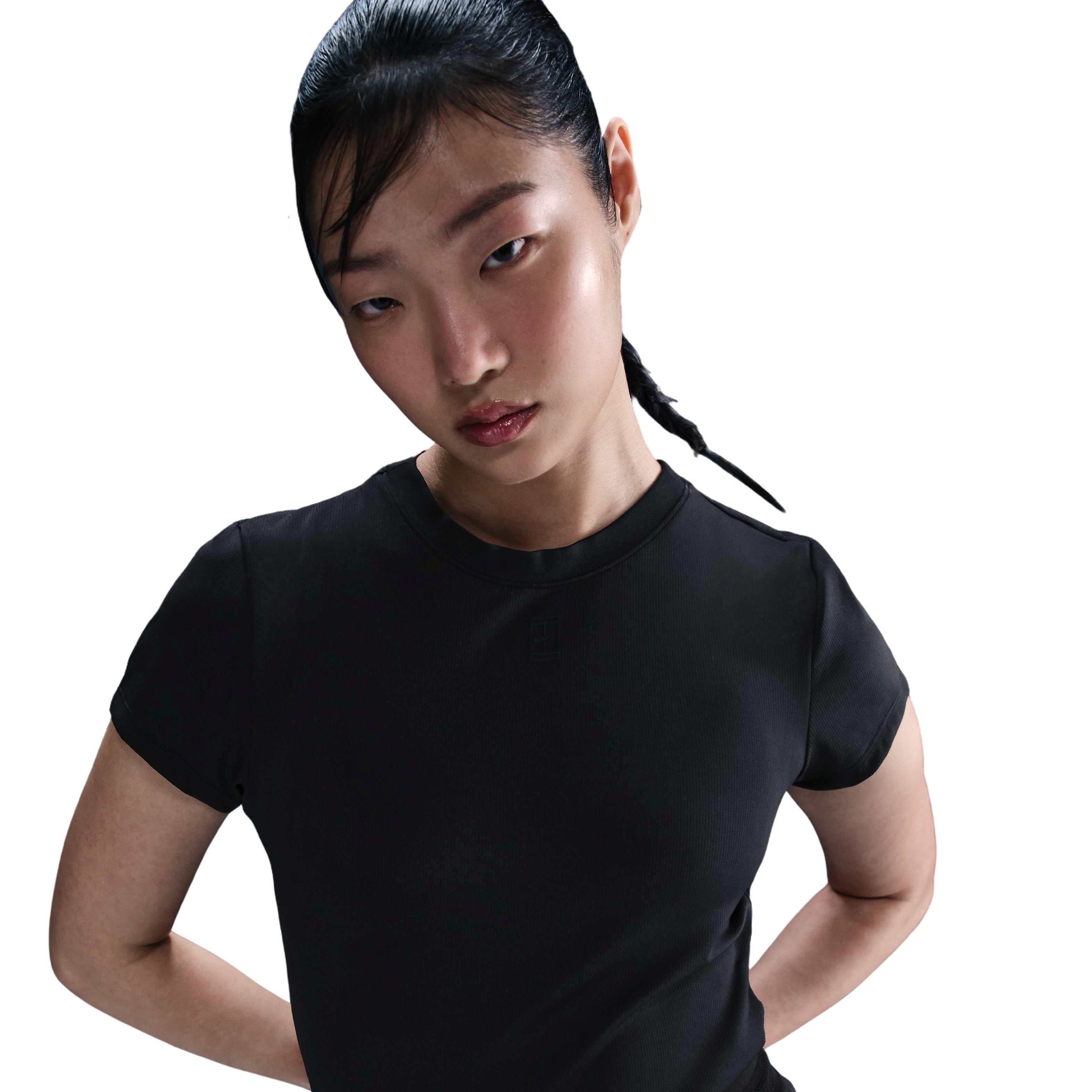 NikeCourt Women's Advantage Dri-FIT Short-Sleeve Tennis Top-Black - BLACK Thumbnail View 1