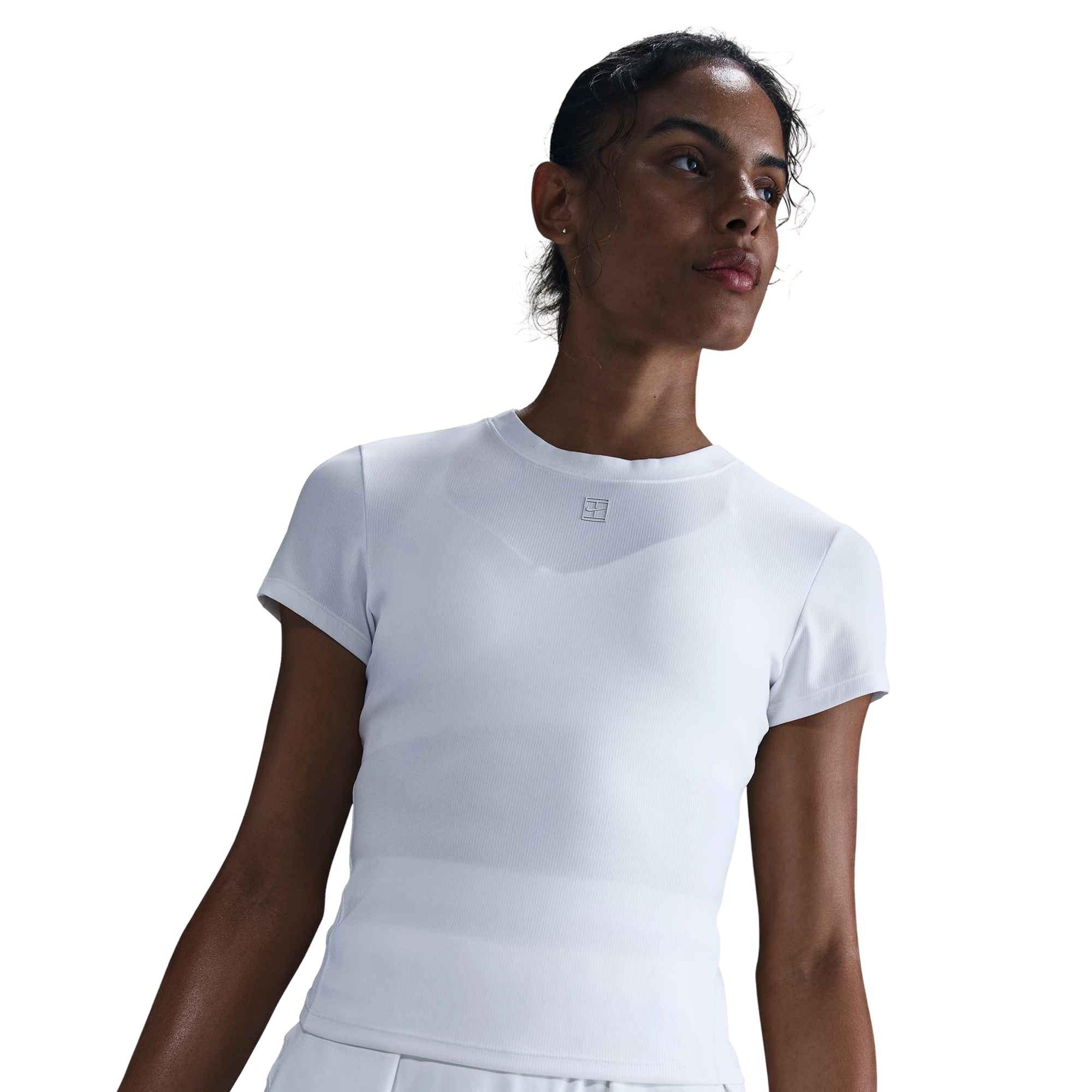 Nike Women's Court Dri0FIT Advantage Short-Sleeve Tennis Top -White - WHITE Thumbnail View 1