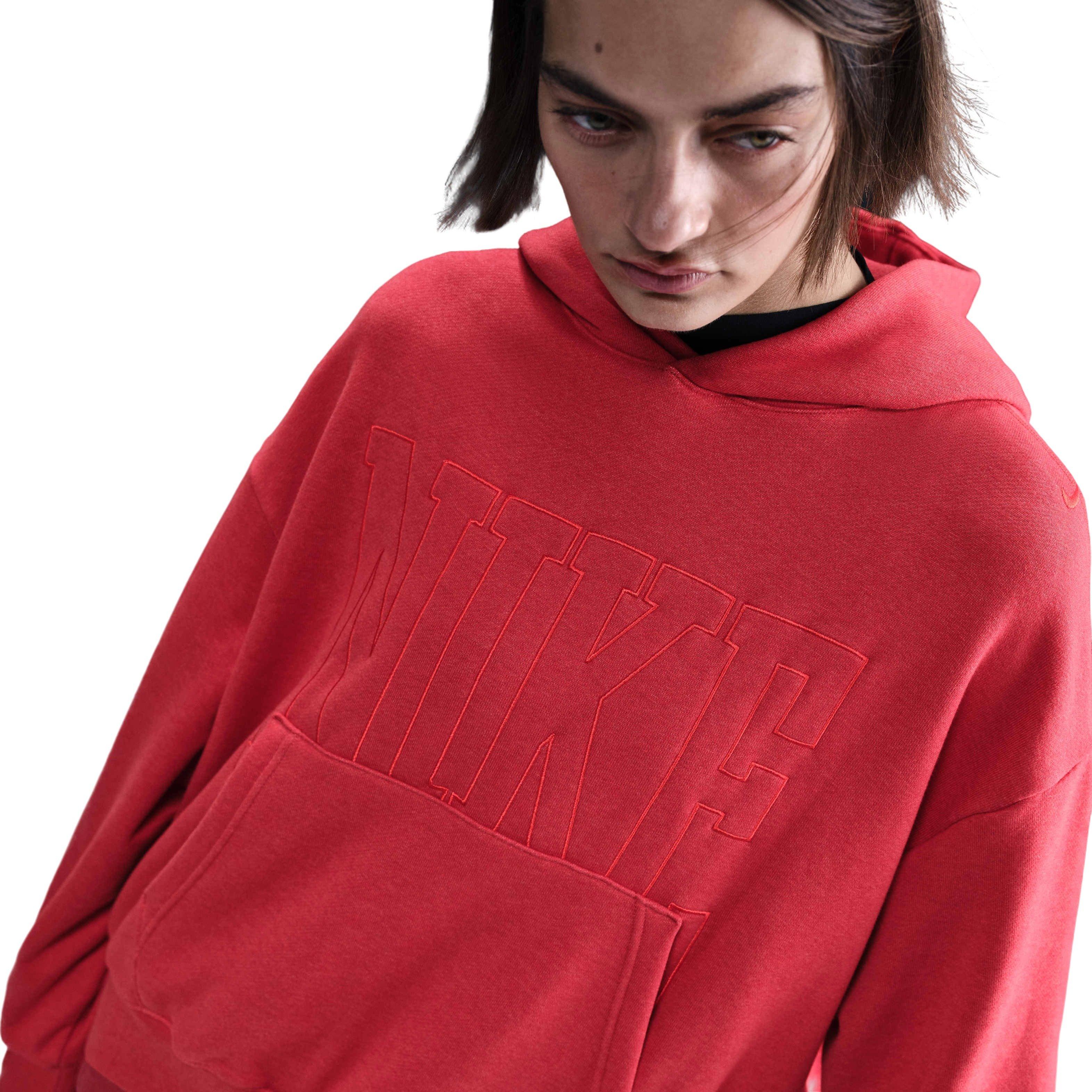 Nike Women's Sportswear Over-Oversized French Terry Pullover Hoodie-Red - RED