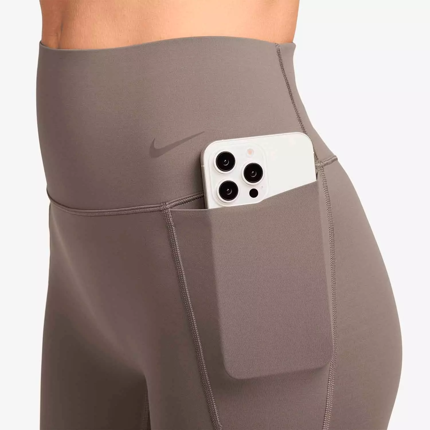 Nike Women's Universa Med-Support High-Waisted Full-Length Leggings w/ Pockets -Brown - BROWN