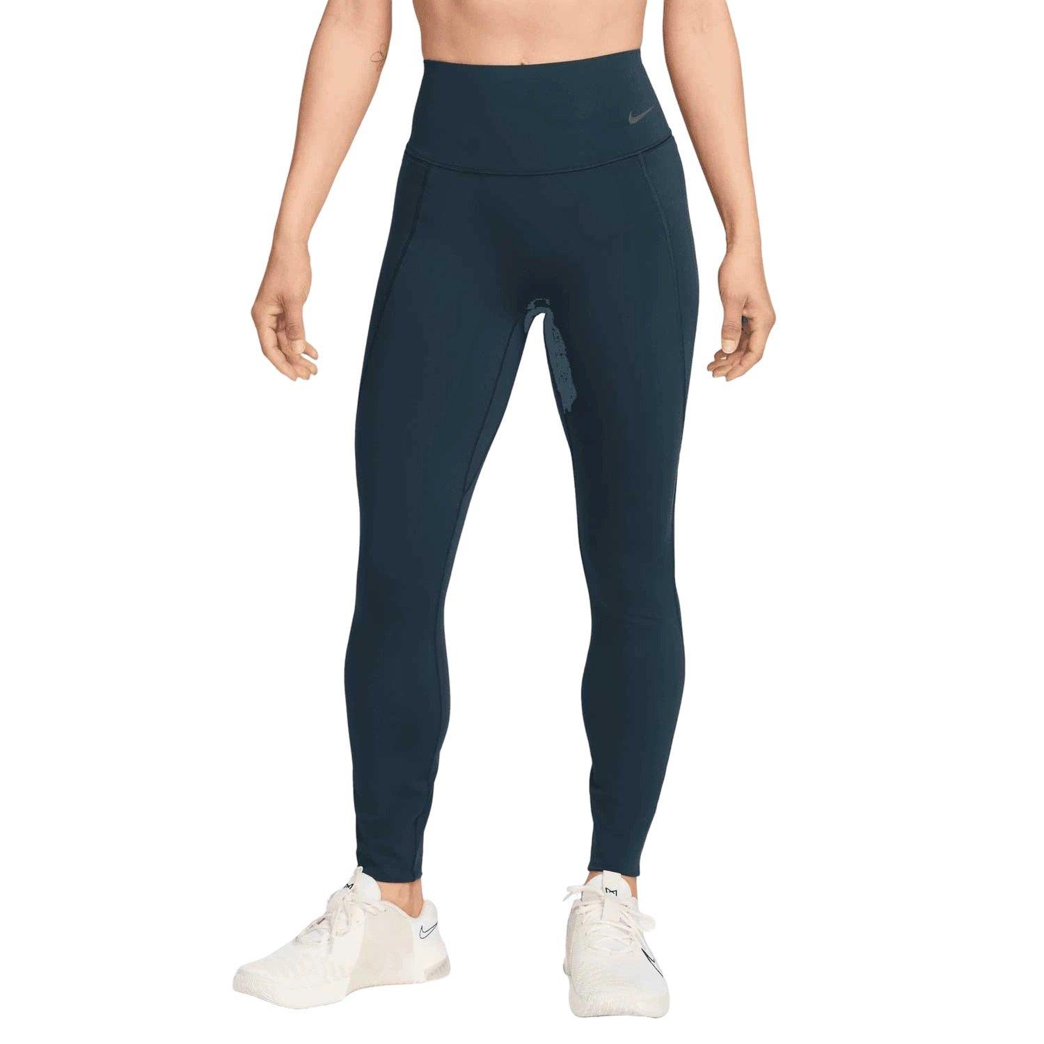 Nike Women's Universa Med-Support High-Waisted Full-Length Leggings w/ Pockets -Blue - BLUE