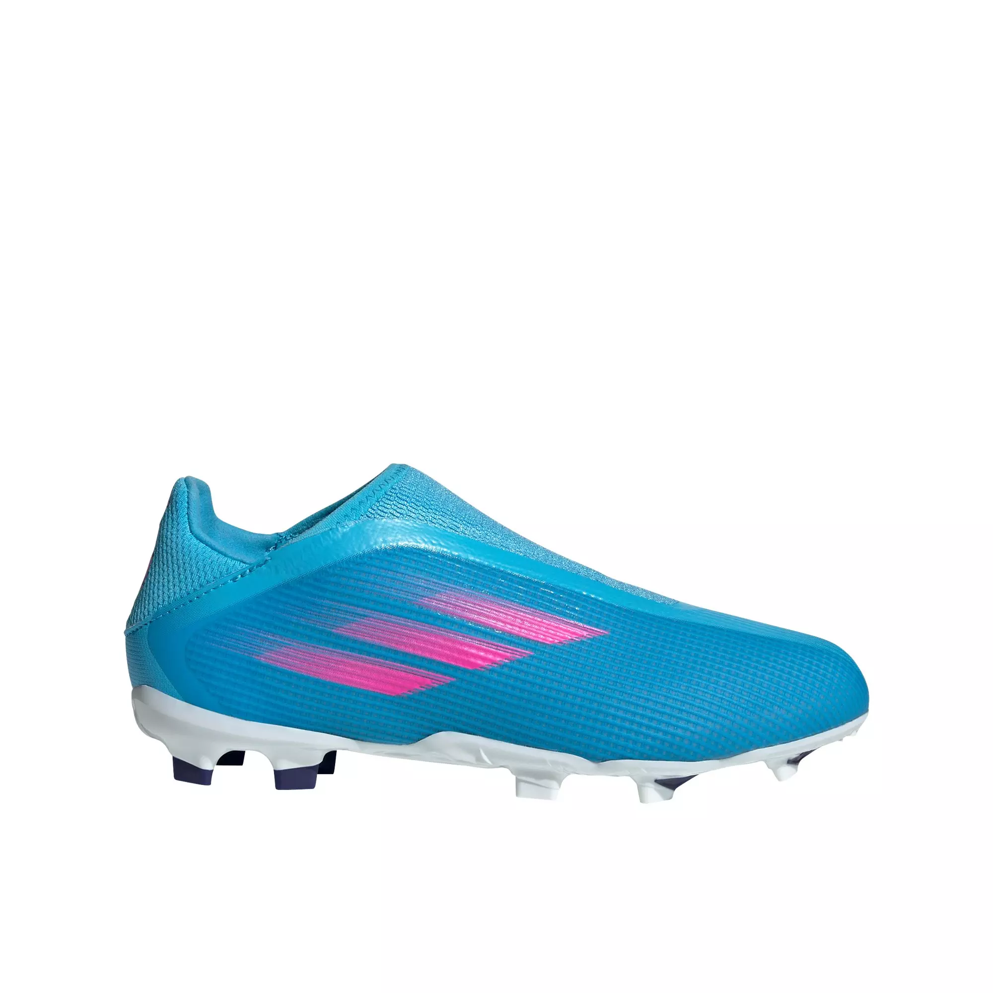 adidas X Speedflow.3 Laceless FG "Sky Rush/Team Shock Pink/Ftwr White" Grade School Kids' Soccer Cleat - BLUE