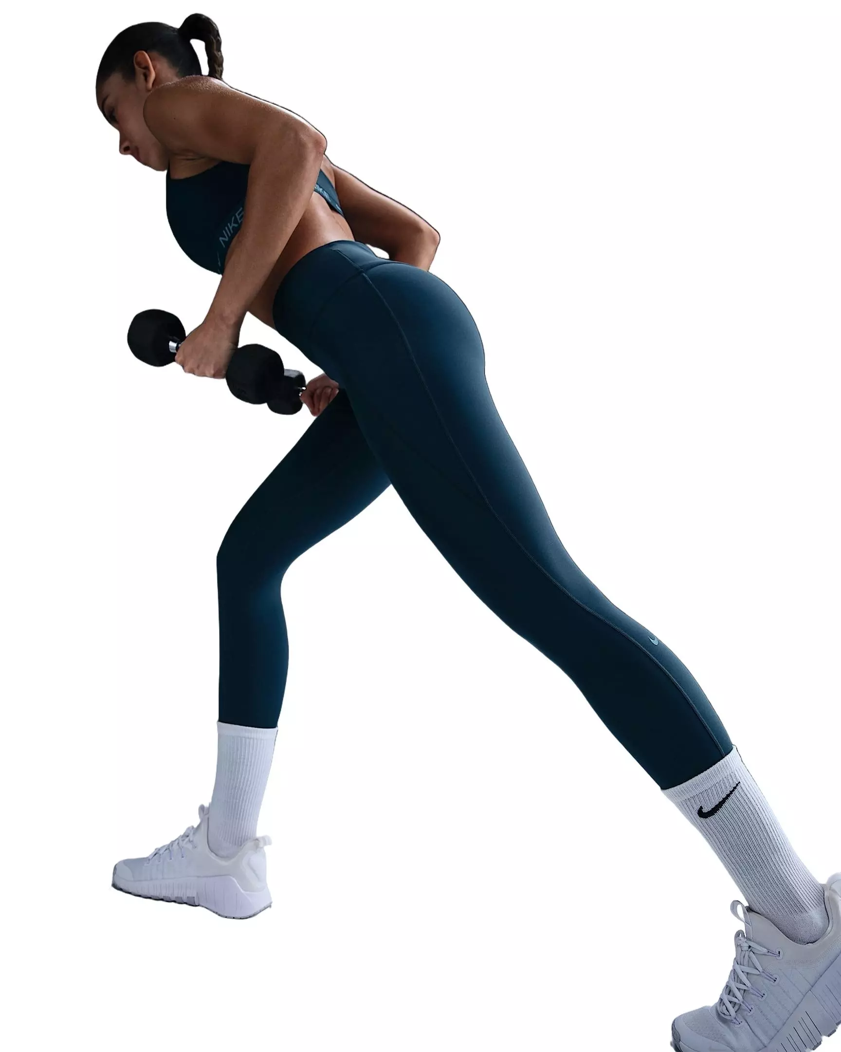 Nike Women's Universa Med-Support High-Waisted 7/8 Leggings w/Pockets -Navy - NAVY