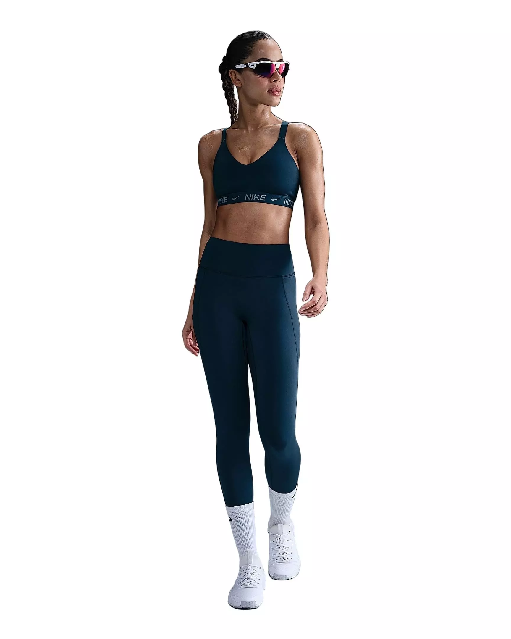 Nike Women's Universa Med-Support High-Waisted 7/8 Leggings w/Pockets -Navy - NAVY