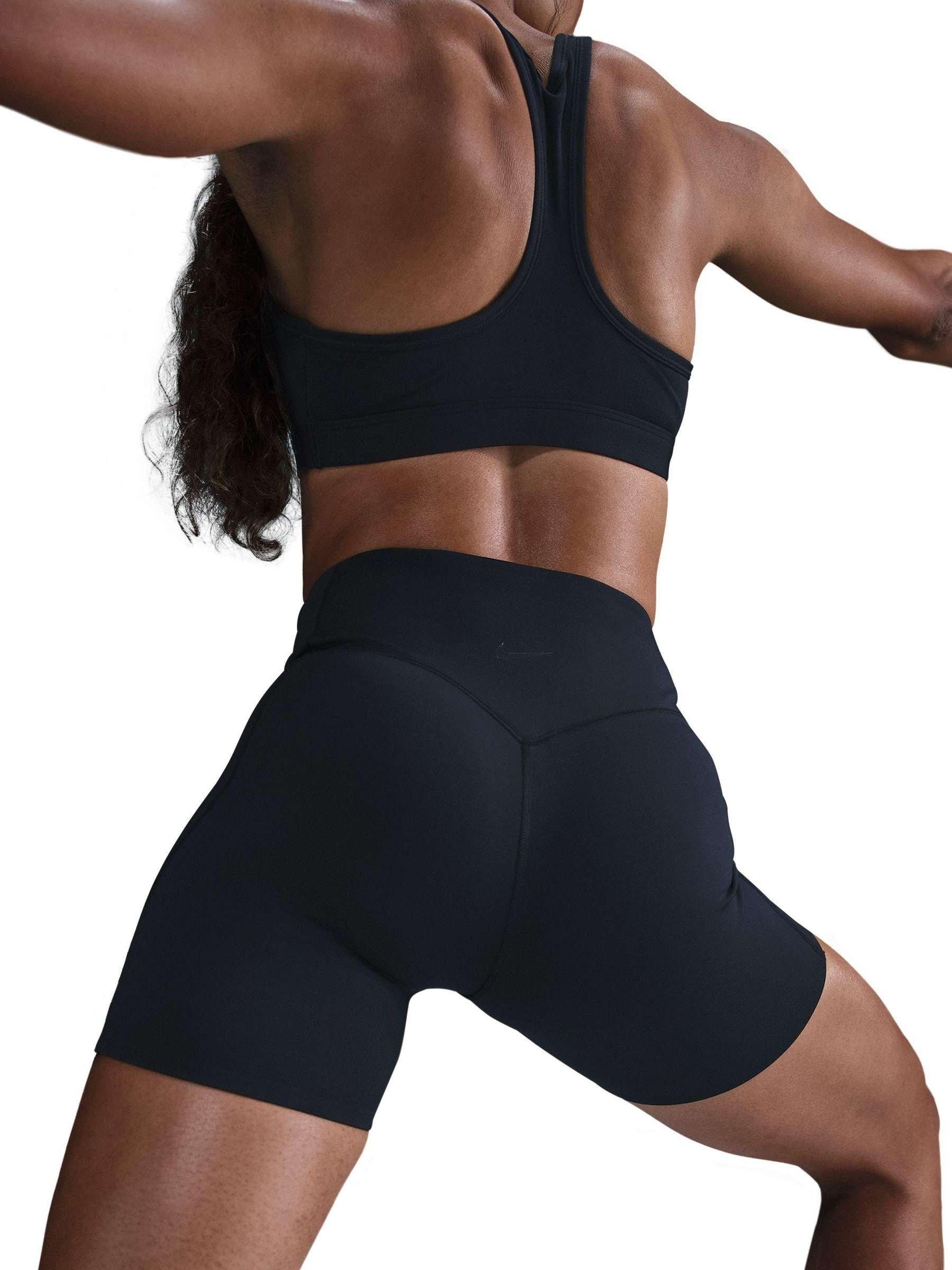 Nike Women's Dri-FIT Univ​ersa High Rise 5" Biker Shorts -Black - BLACK Thumbnail View 3