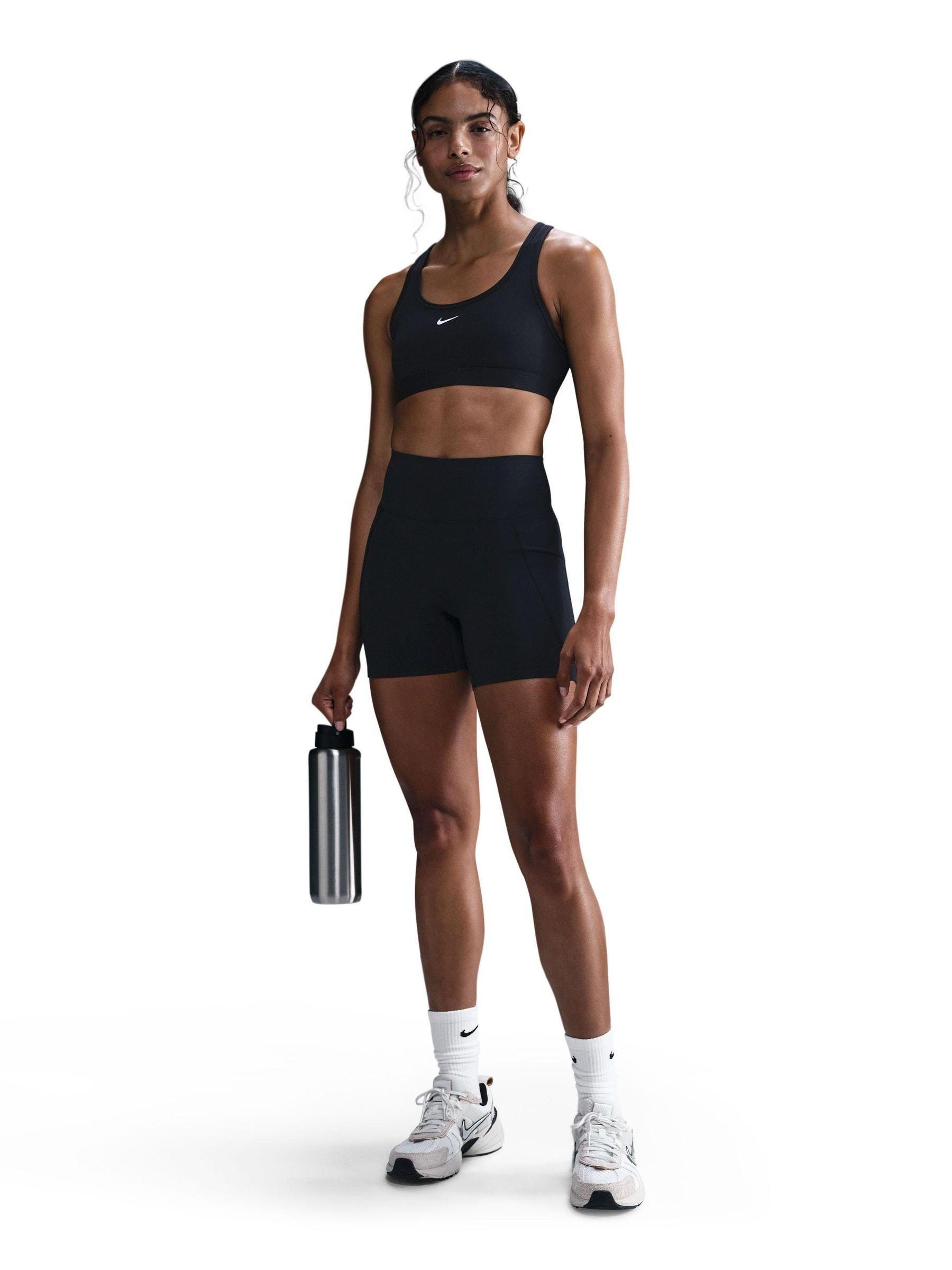 Nike Women's Dri-FIT Univ​ersa High Rise 5" Biker Shorts -Black - BLACK Thumbnail View 5