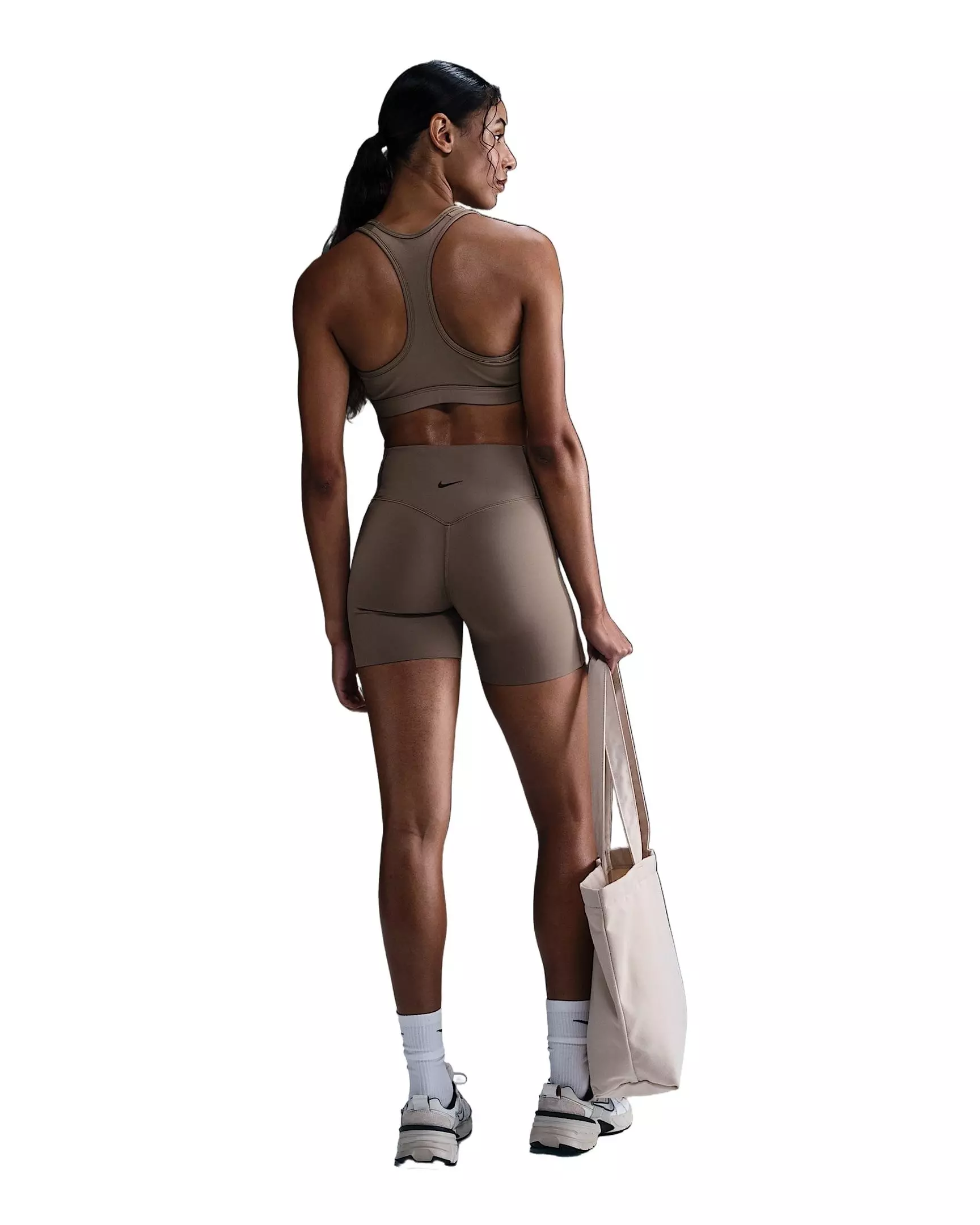 Nike Women's Universa Med-Support High-Waisted 5" Biker Shorts w/Pocket -Brown - BROWN