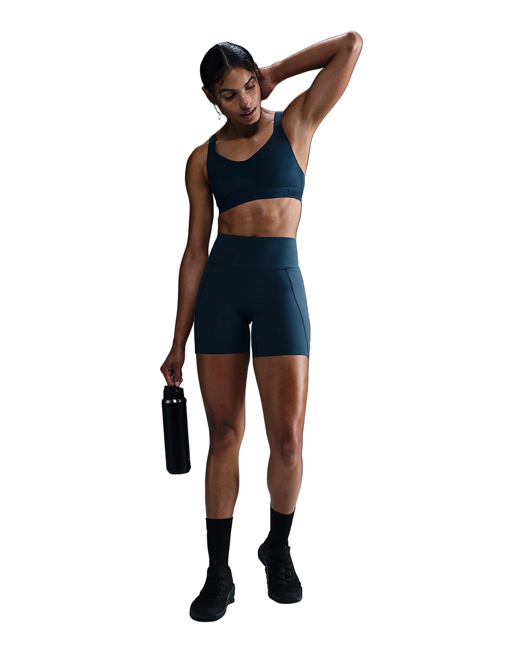 Nike Women's Universa Med-Support High-Waisted 5" Biker Shorts w/Pocket -Navy - NAVY Thumbnail View 1