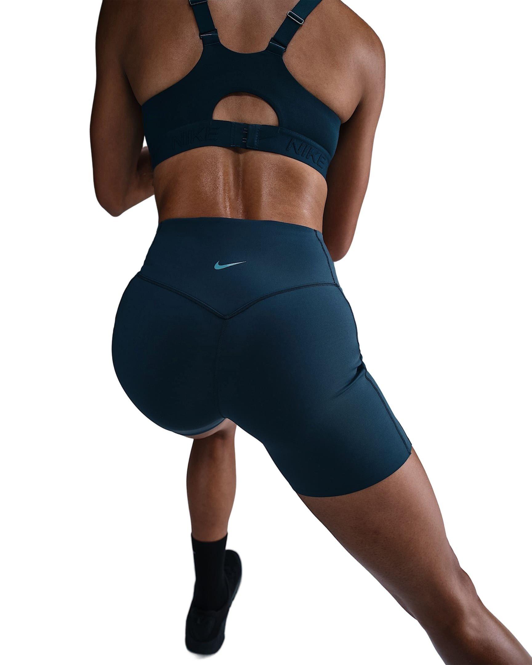 Nike Women's Universa Med-Support High-Waisted 5" Biker Shorts w/Pocket -Navy - NAVY Thumbnail View 4