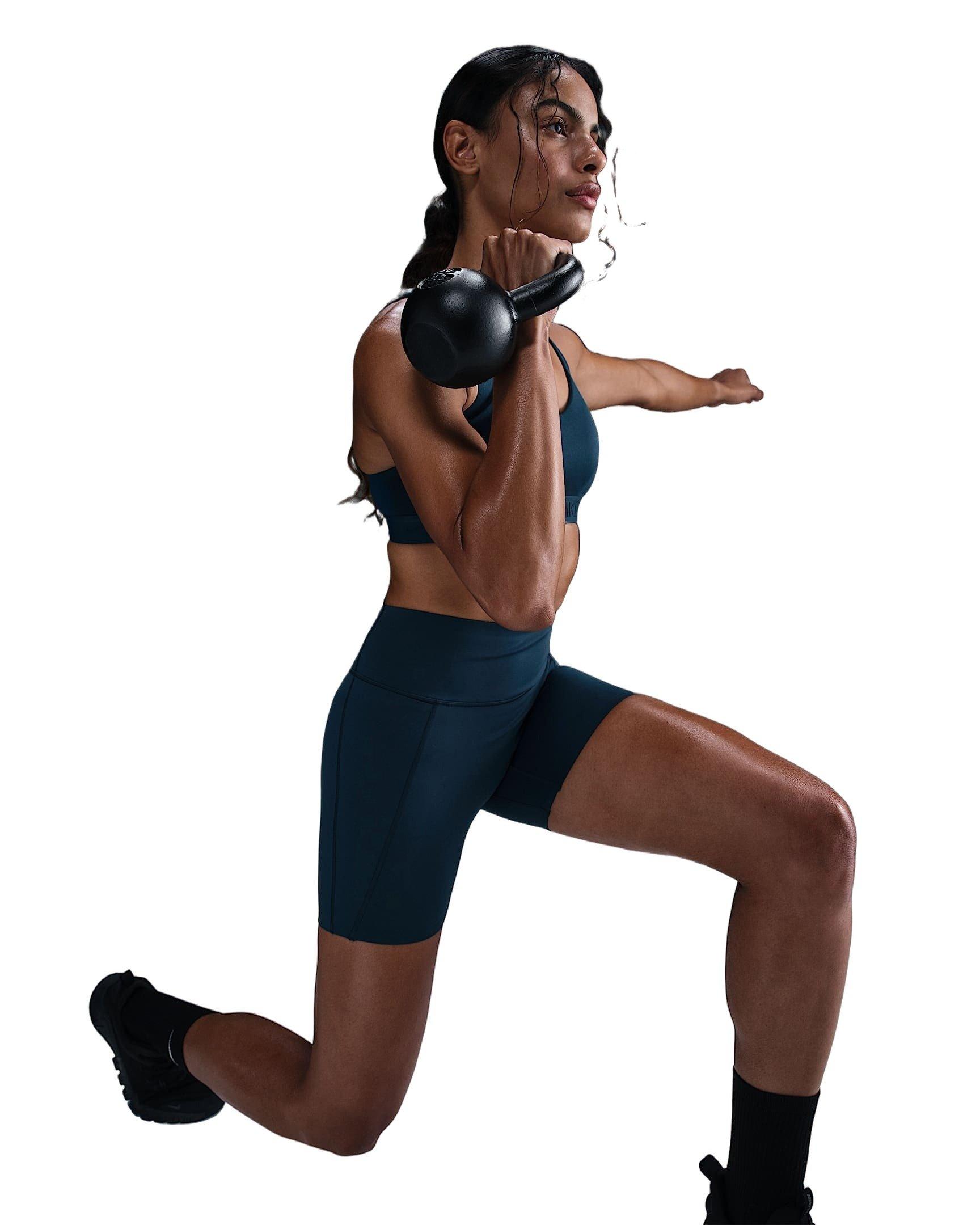 Nike Women's Universa Med-Support High-Waisted 5" Biker Shorts w/Pocket -Navy - NAVY Thumbnail View 5