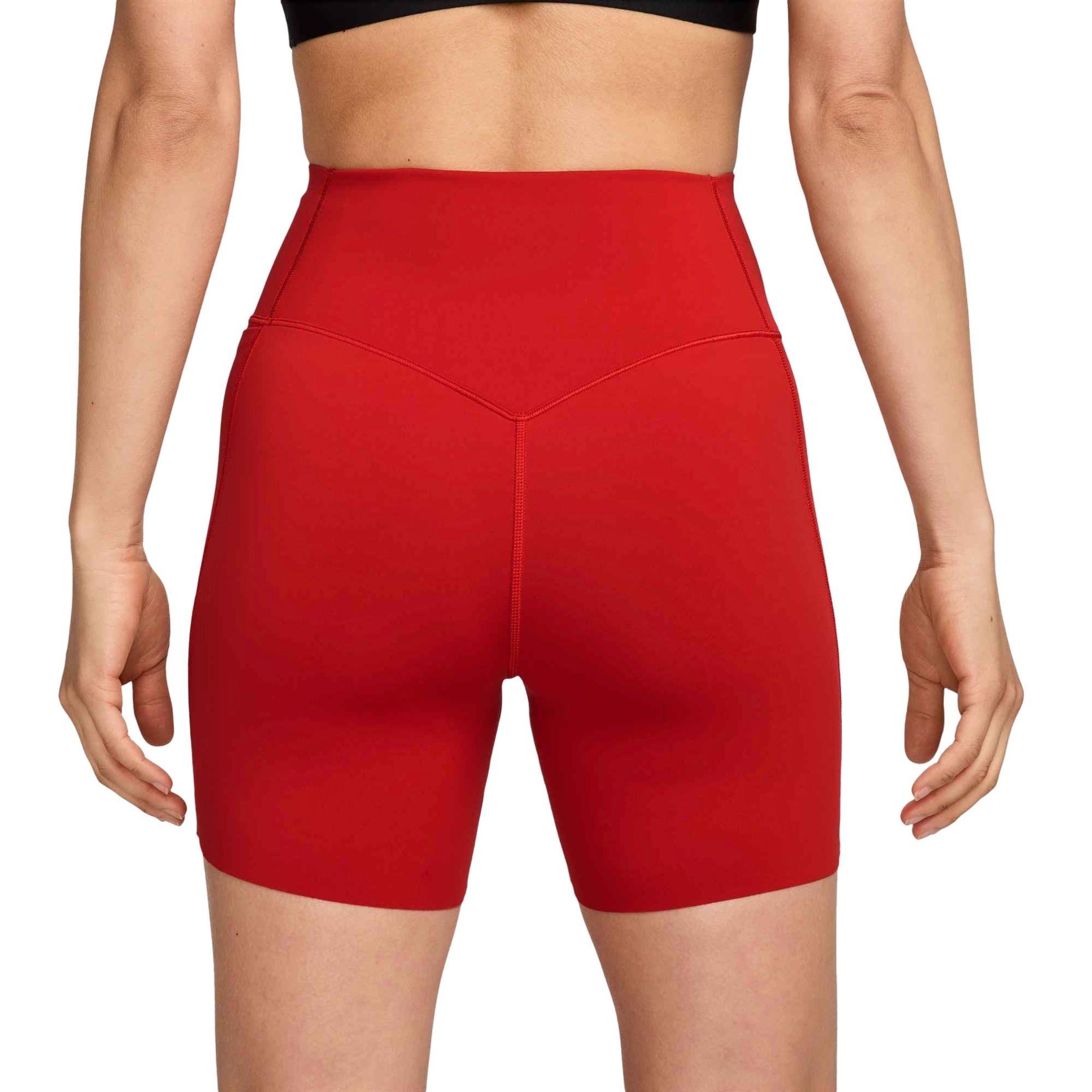 Nike Women's Universa Med-Support High-Waisted 5" Biker Shorts w/Pocket -Red - RED Thumbnail View 2