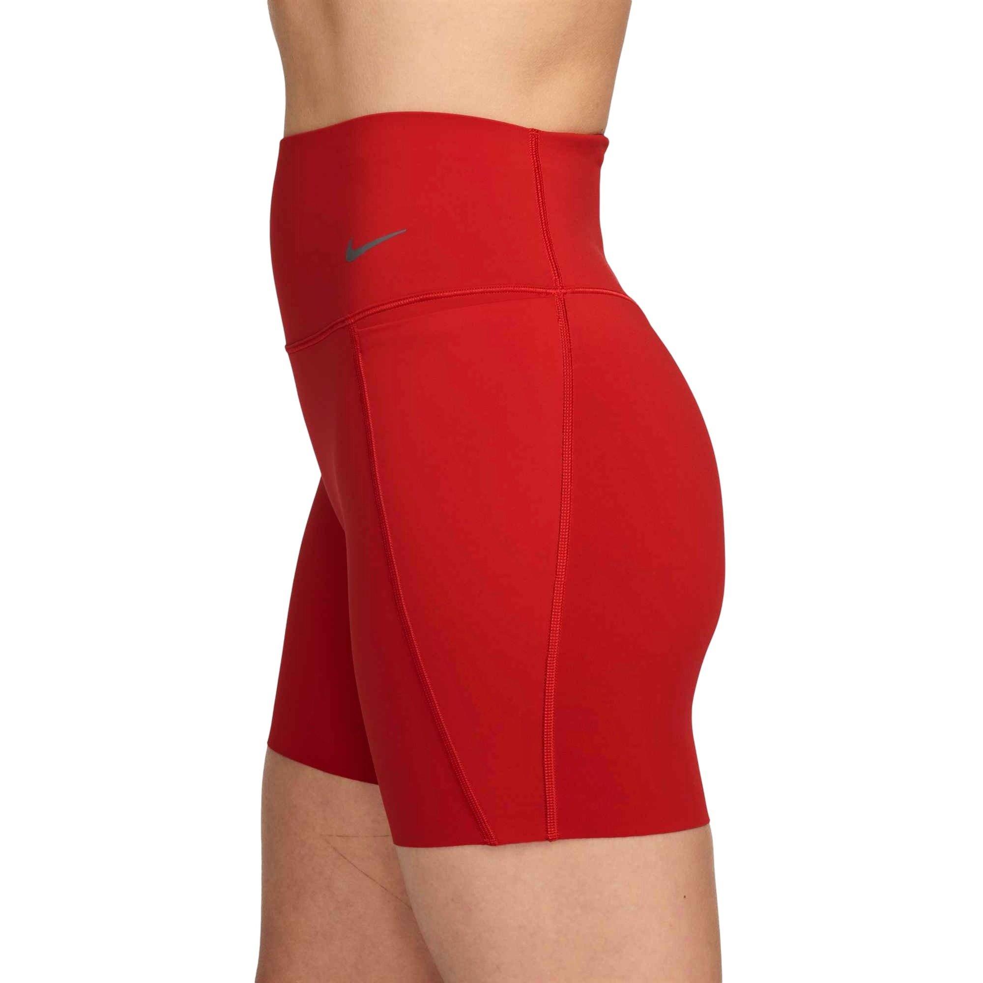 Nike Women's Universa Med-Support High-Waisted 5" Biker Shorts w/Pocket -Red - RED Thumbnail View 3