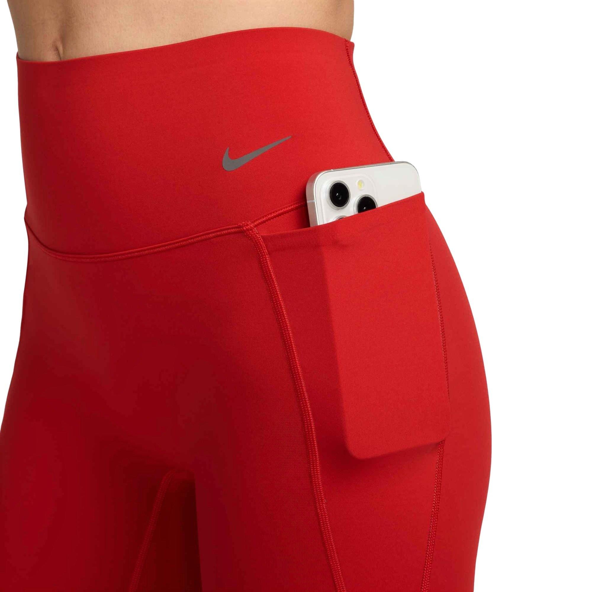 Nike Women's Universa Med-Support High-Waisted 5" Biker Shorts w/Pocket -Red - RED Thumbnail View 4