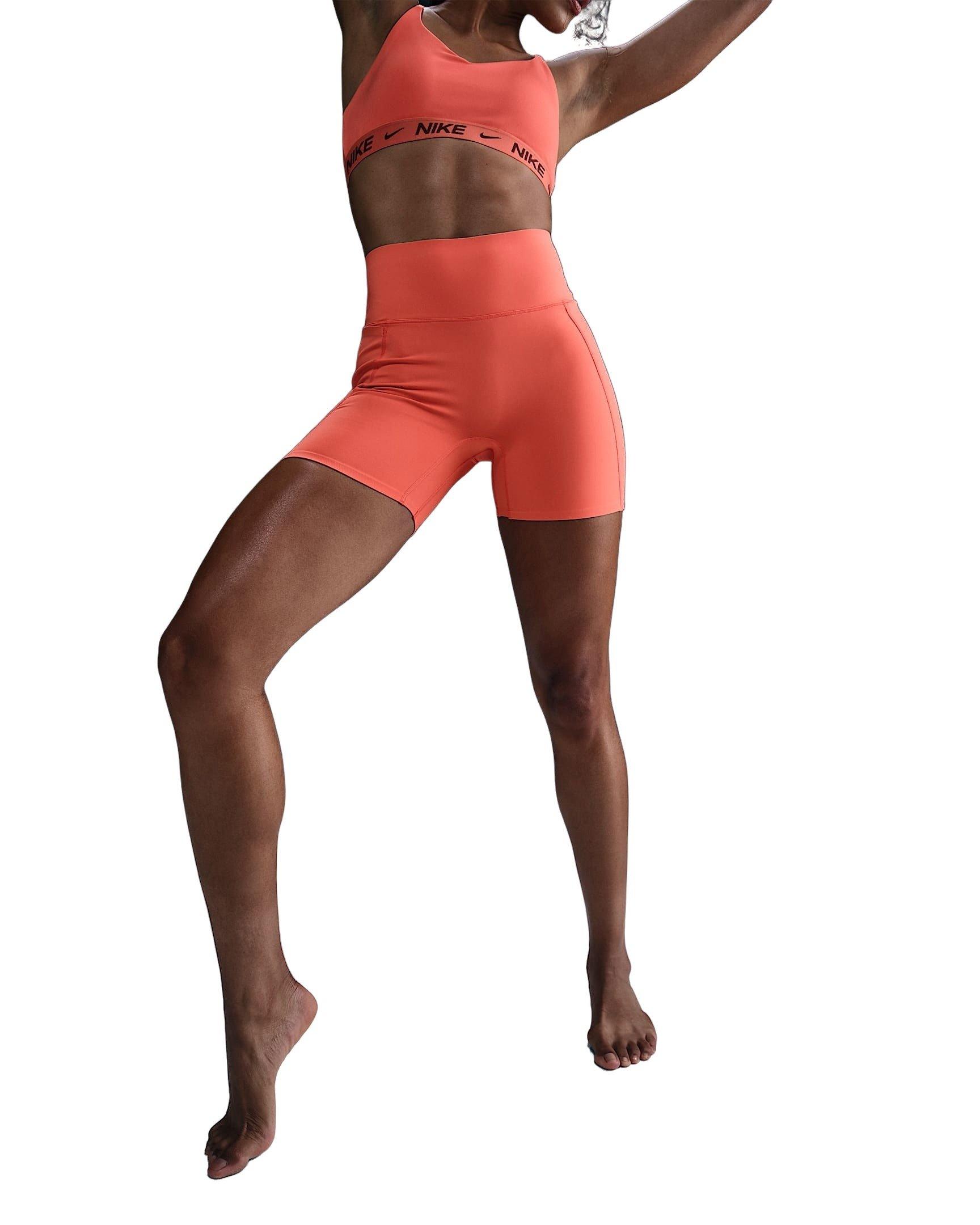 Nike Women's Universa Med-Support High-Waisted 5" Biker Shorts w/Pocket -Orange - ORANGE Thumbnail View 1