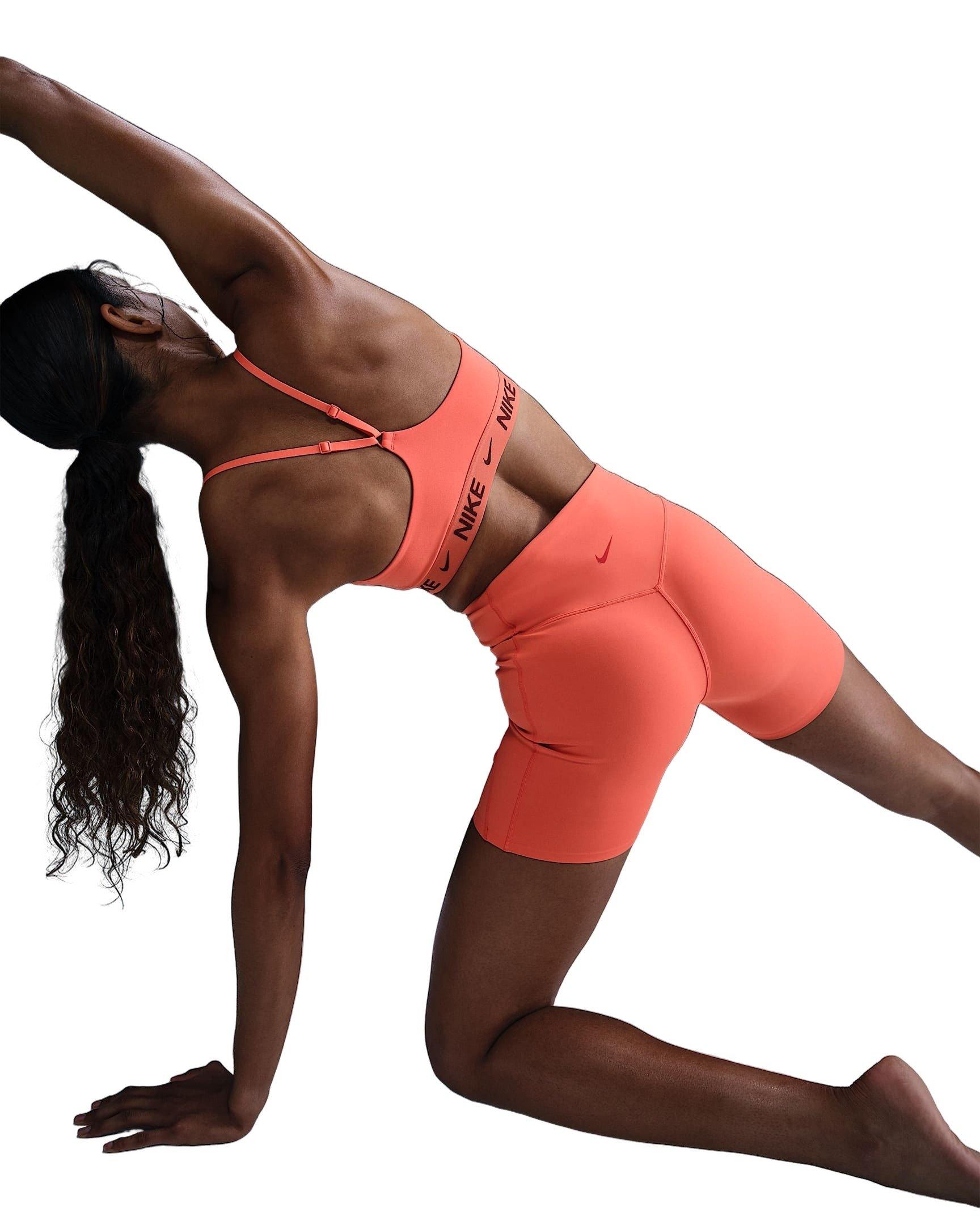 Nike Women's Universa Med-Support High-Waisted 5" Biker Shorts w/Pocket - Orange - ORANGE Thumbnail View 2