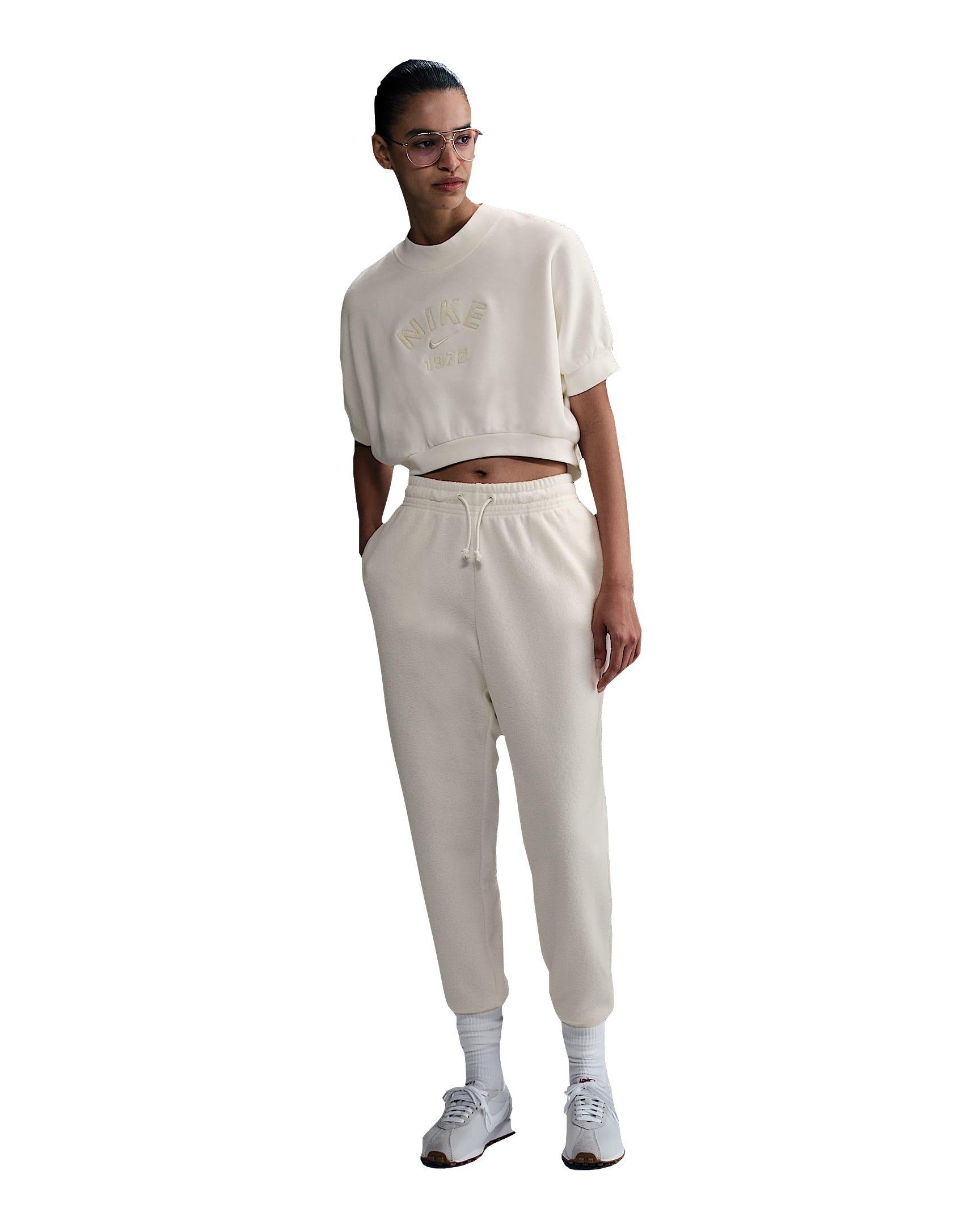 Nike Women's Sportswear Phoenix Plush Mid-Rise Cozy Fleece Pants - White - WHITE Thumbnail View 4