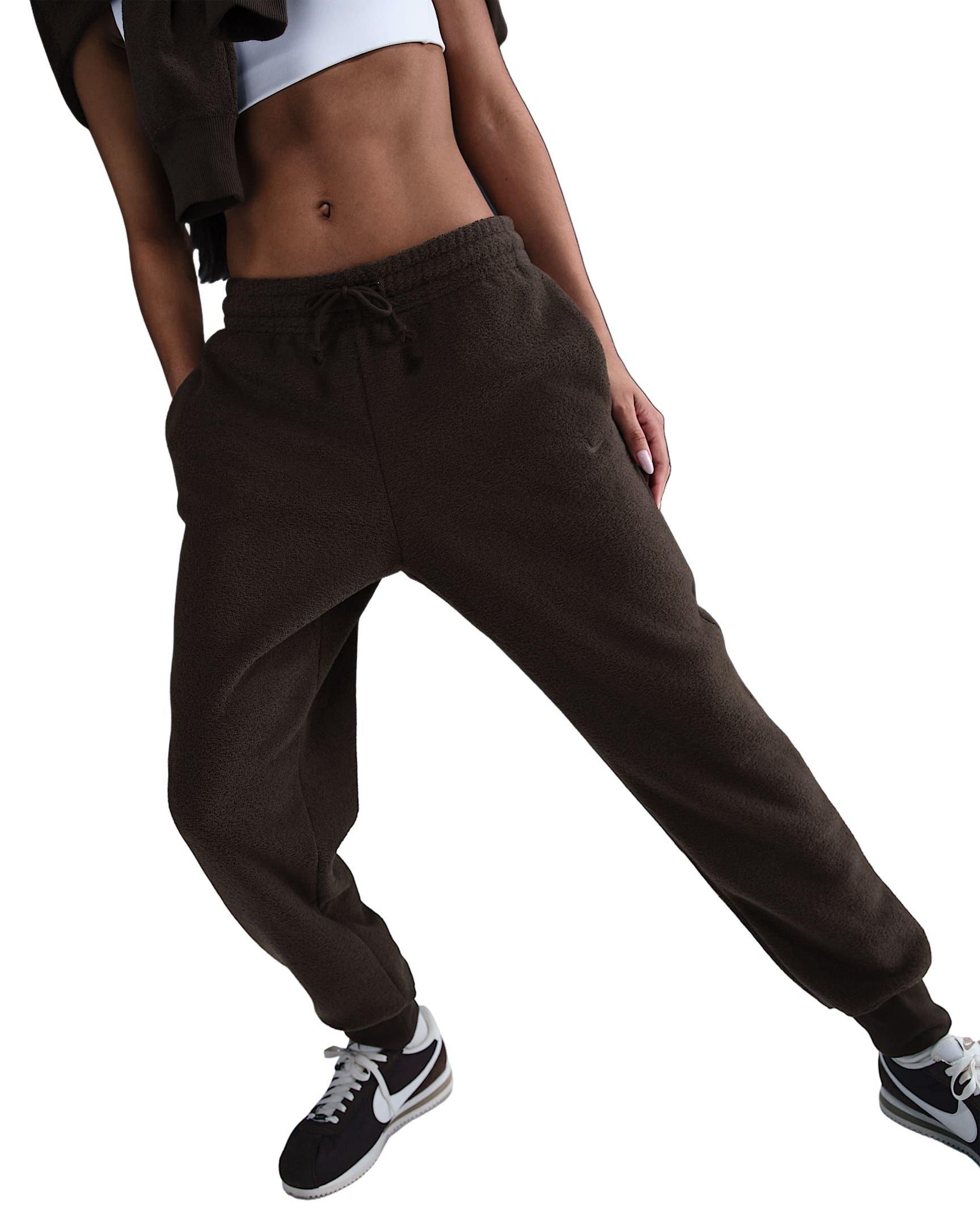 Nike Women's Sportswear Phoenix Plush Mid-Rise Cozy Fleece Pants - Brown - BROWN