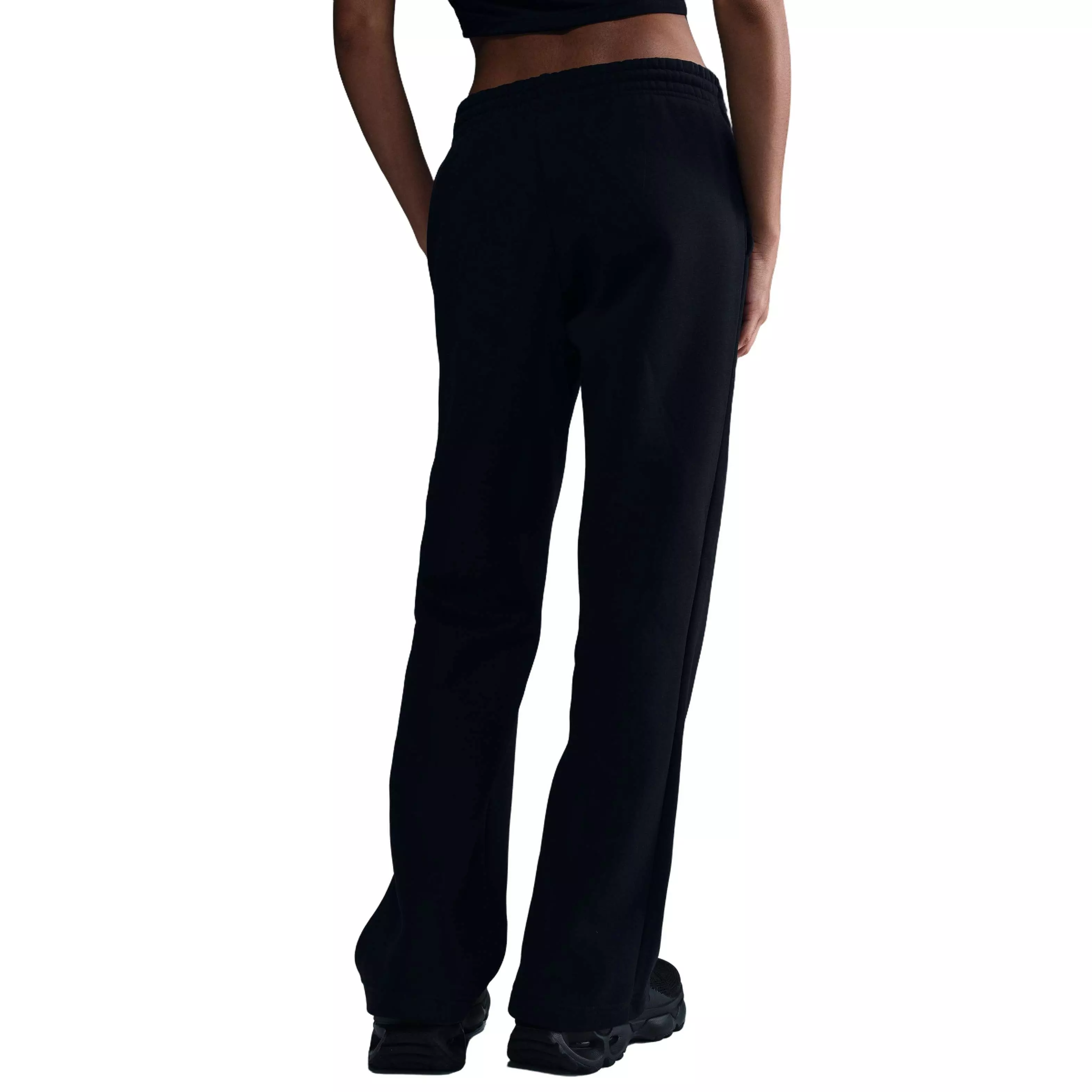 Nike Women's Sportswear Phoenix Fleece Mid-Rise Open-Hem Pants - Black - BLACK