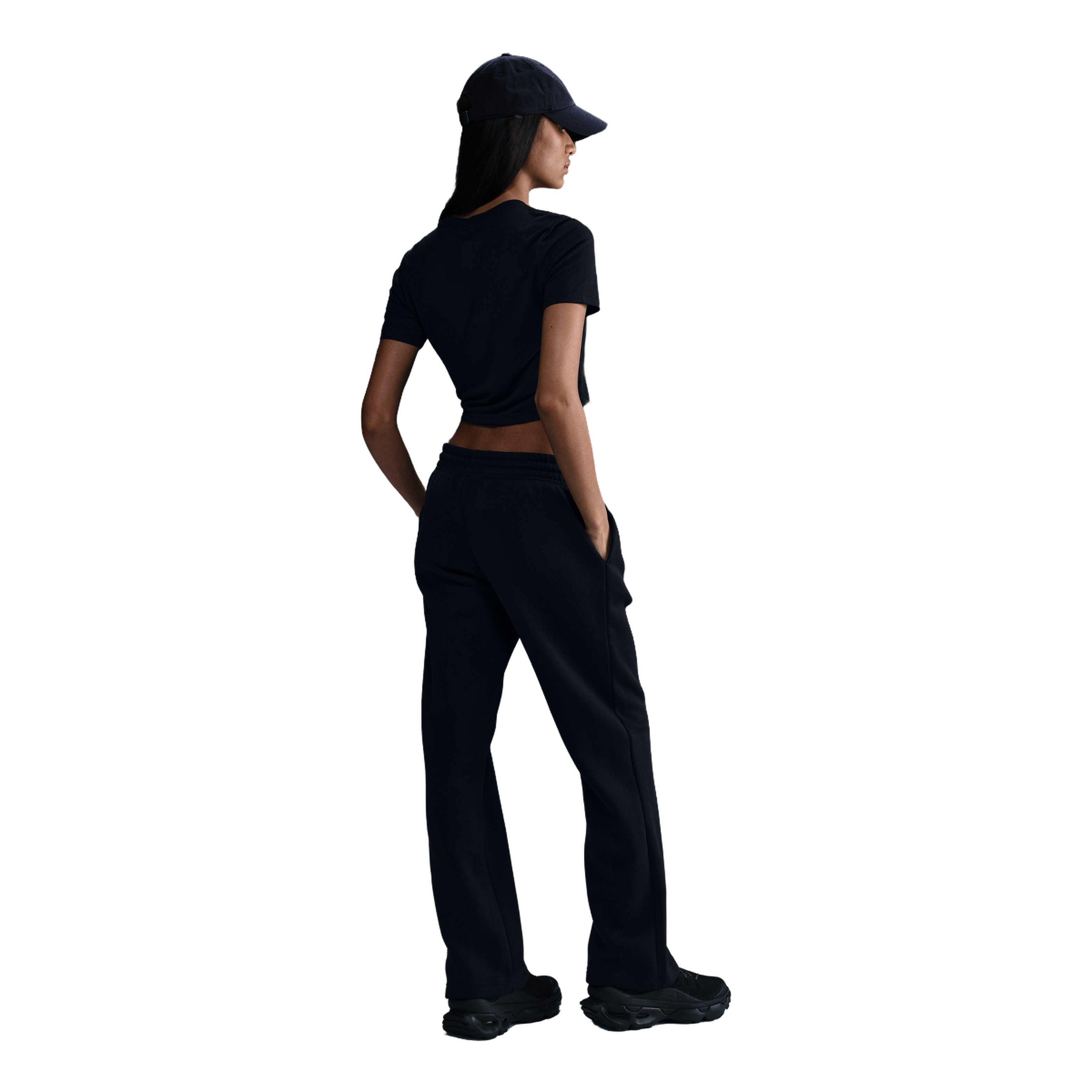 Nike Women's Sportswear Phoenix Fleece Mid-Rise Open-Hem Pants - Black - BLACK Thumbnail View 4