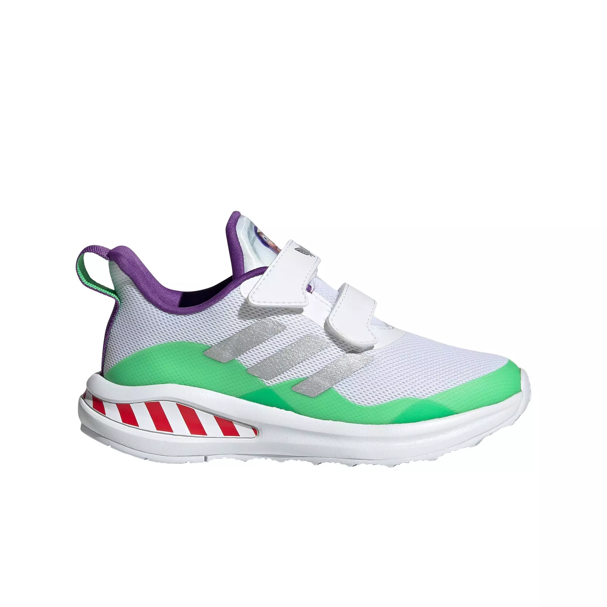 adidas x Disney Pixar Buzz Lightyear Toy Story Fortarun "White/Silver/Solar Lime" Grade School Boys' Shoe - WHITE
