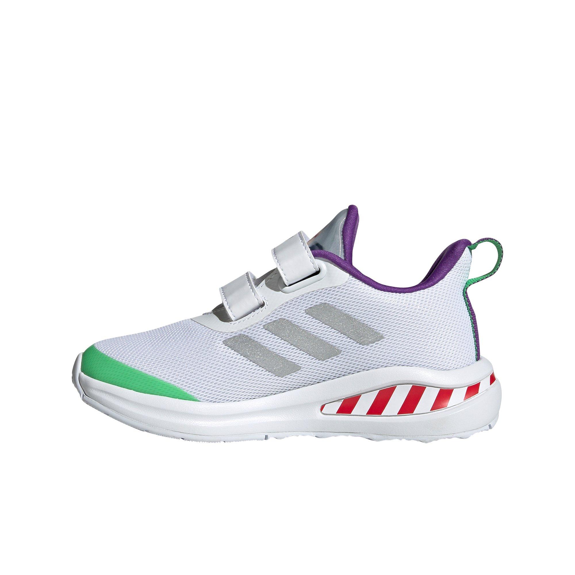 adidas x Disney Pixar Buzz Lightyear Toy Story Fortarun "White/Silver/Solar Lime" Grade School Boys' Shoe - WHITE Thumbnail View 2