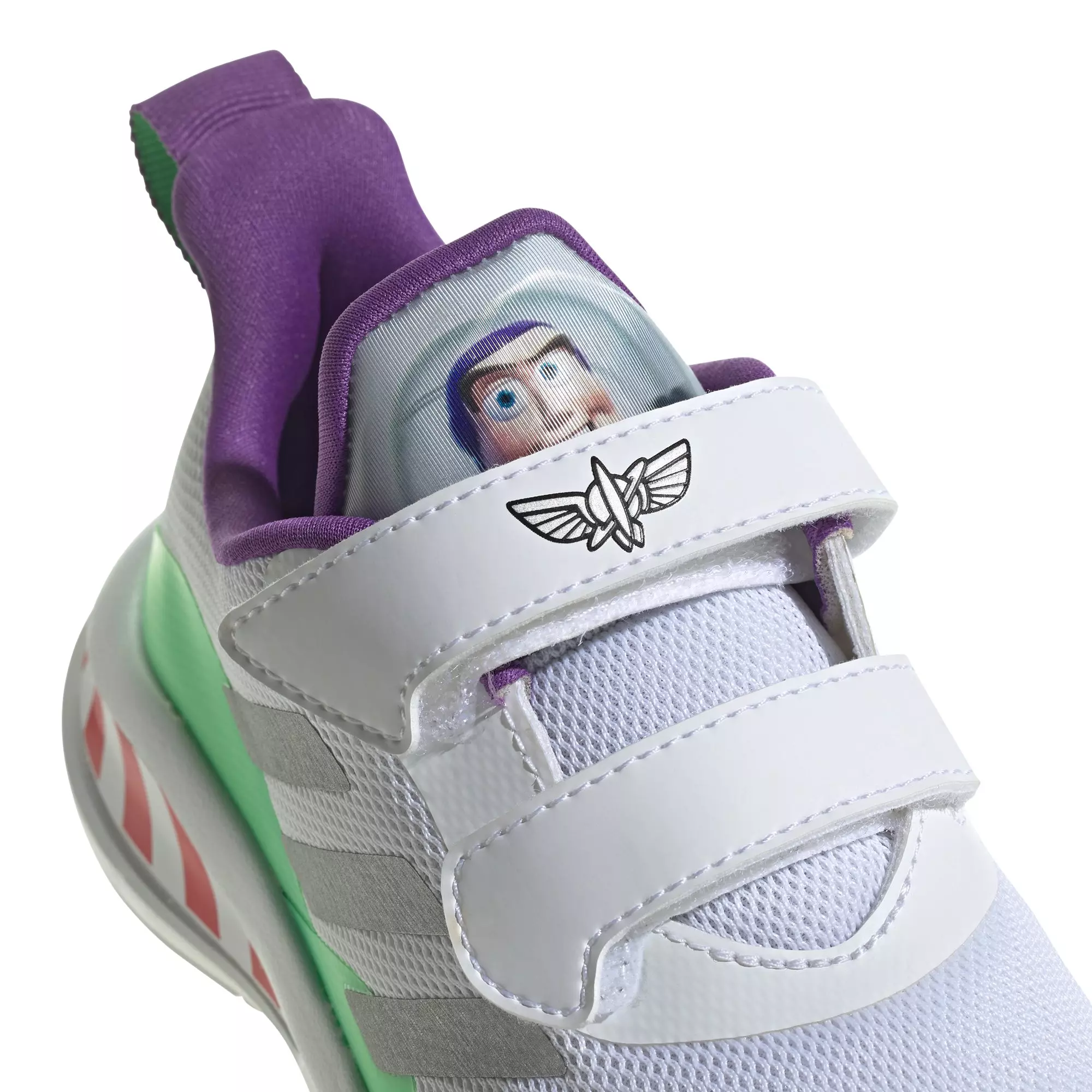 adidas x Disney Pixar Buzz Lightyear Toy Story Fortarun "White/Silver/Solar Lime" Grade School Boys' Shoe - WHITE