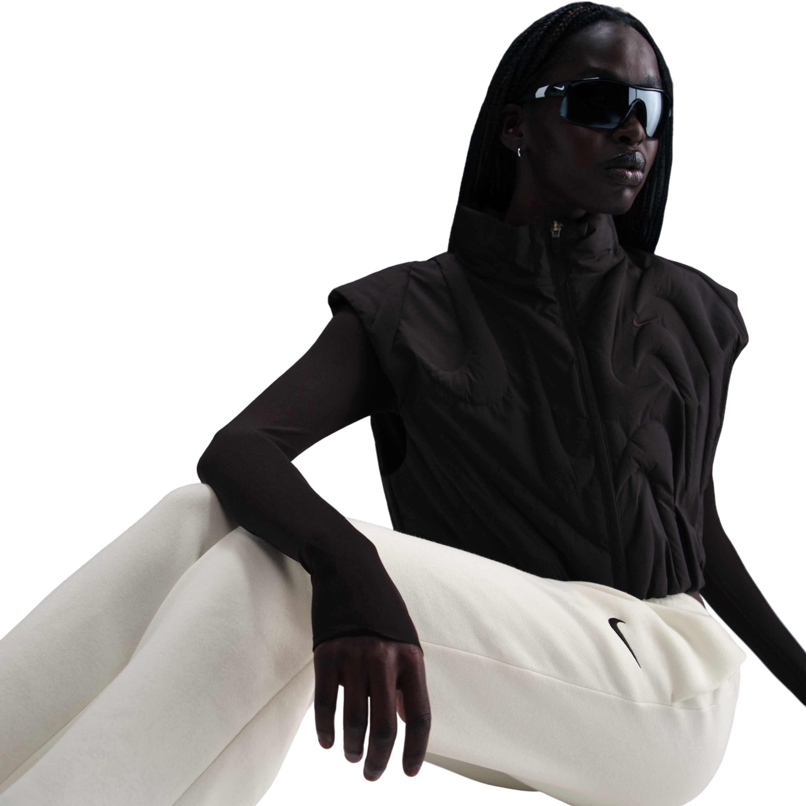 Nike Women's Sportswear Phoenix Fleece Mid-Rise Open-Hem Pants - White - WHITE Thumbnail View 3