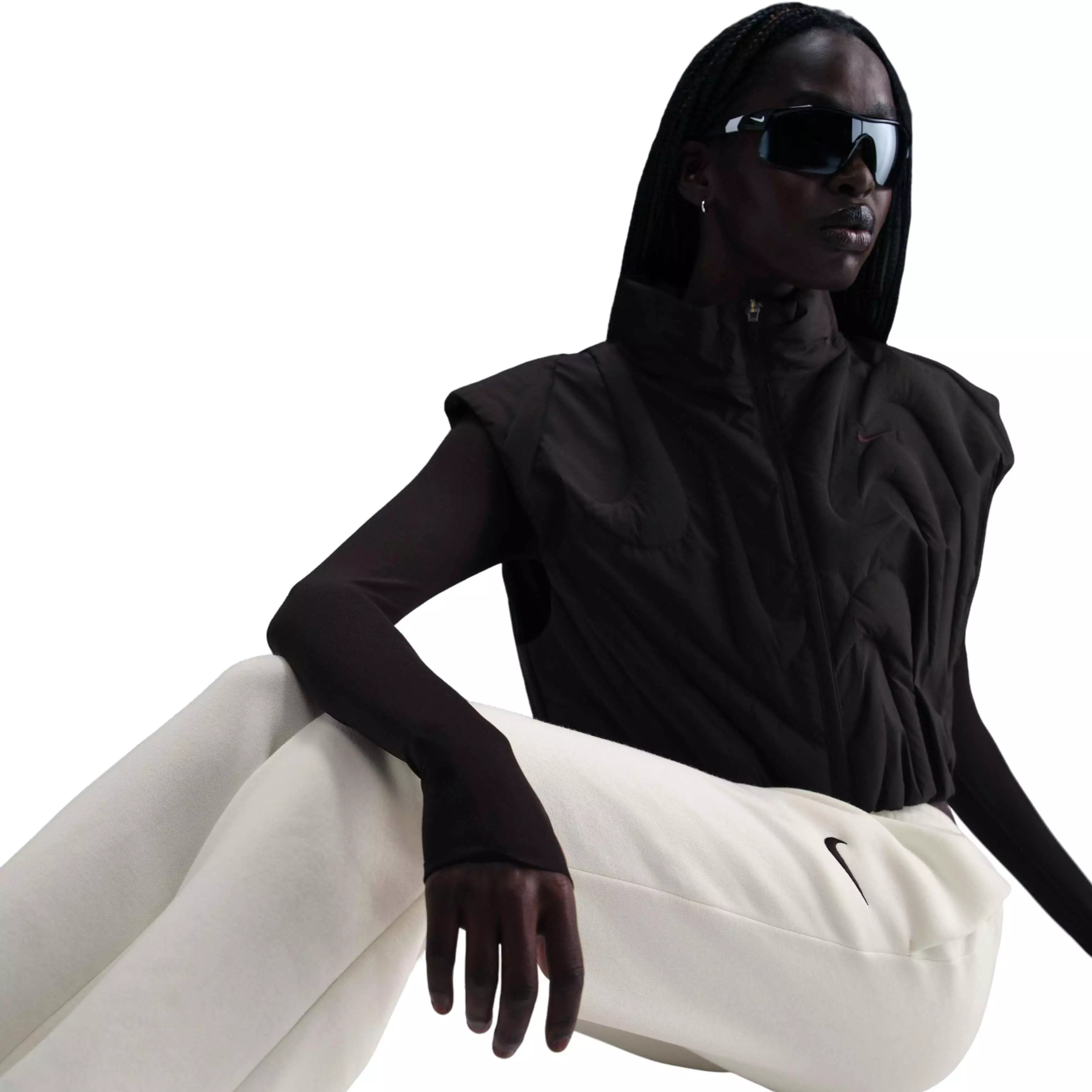 Nike Women's Sportswear Phoenix Fleece Mid-Rise Open-Hem Pants - White - WHITE