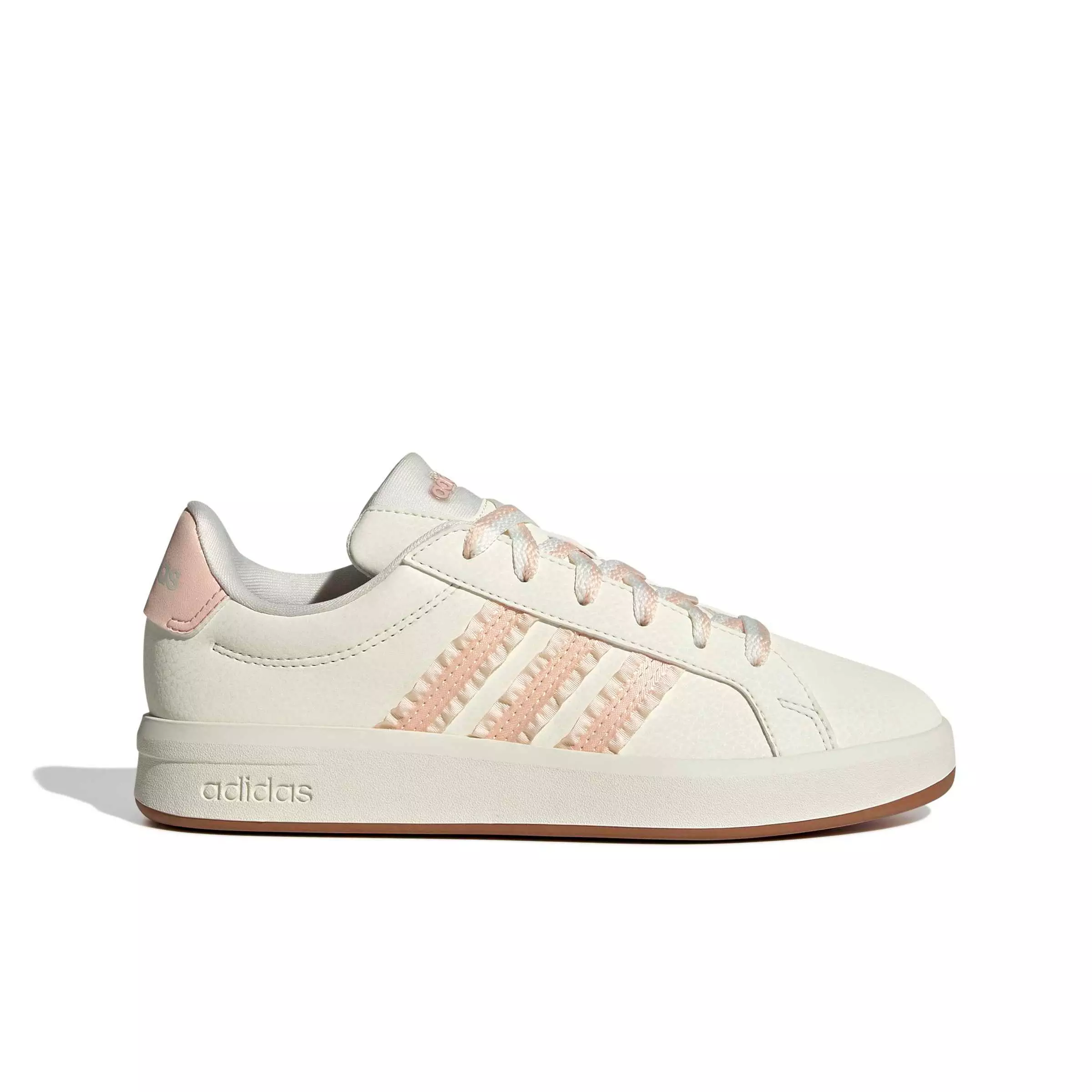 adidas Grand Court 3.0 "Core White/Blush Pink/Gum 3" Grade School Boys' Shoe - WHITE/PINK/GUM