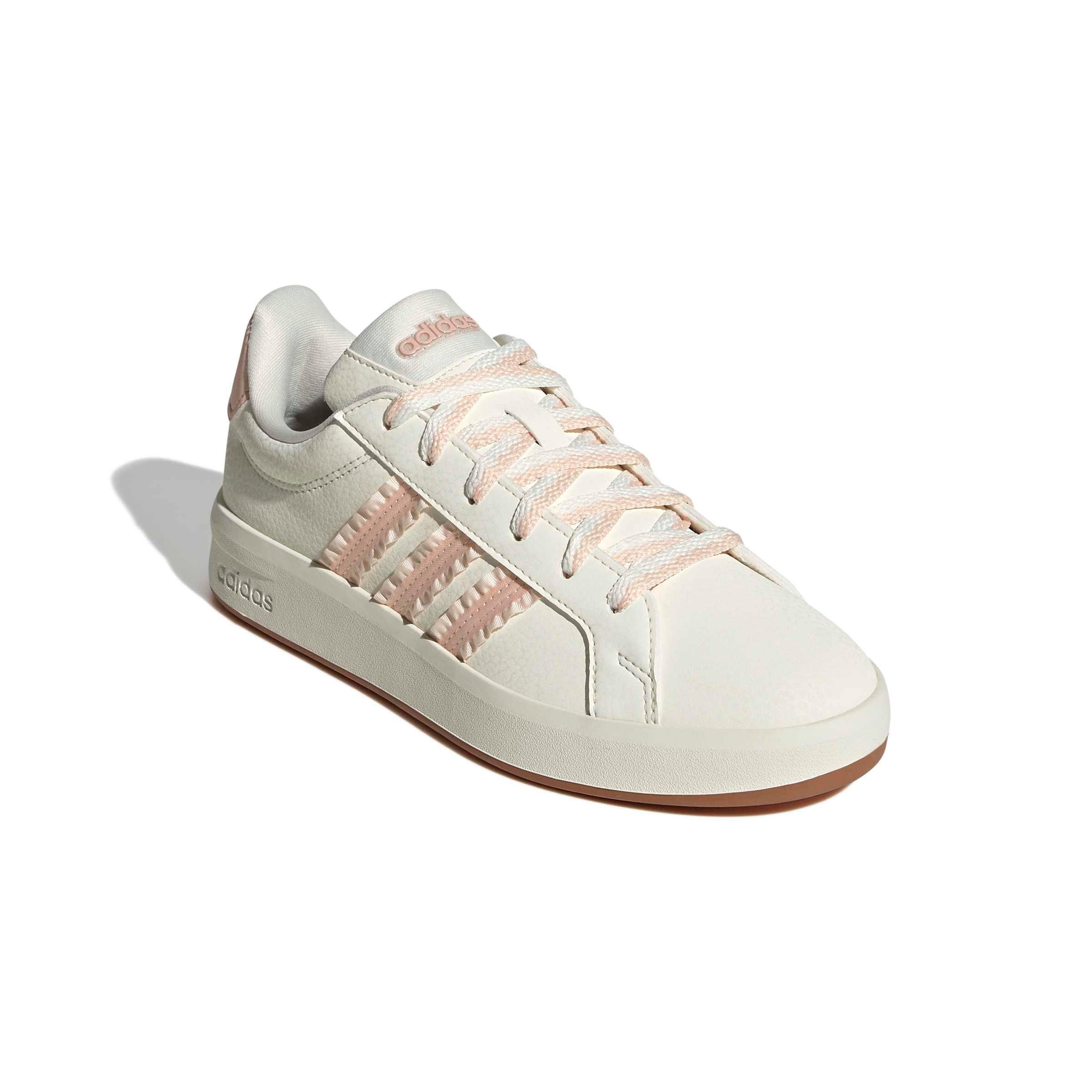 adidas Grand Court 3.0 Grade School Kids' "Core White/Blush Pink/Gum 3" Shoe