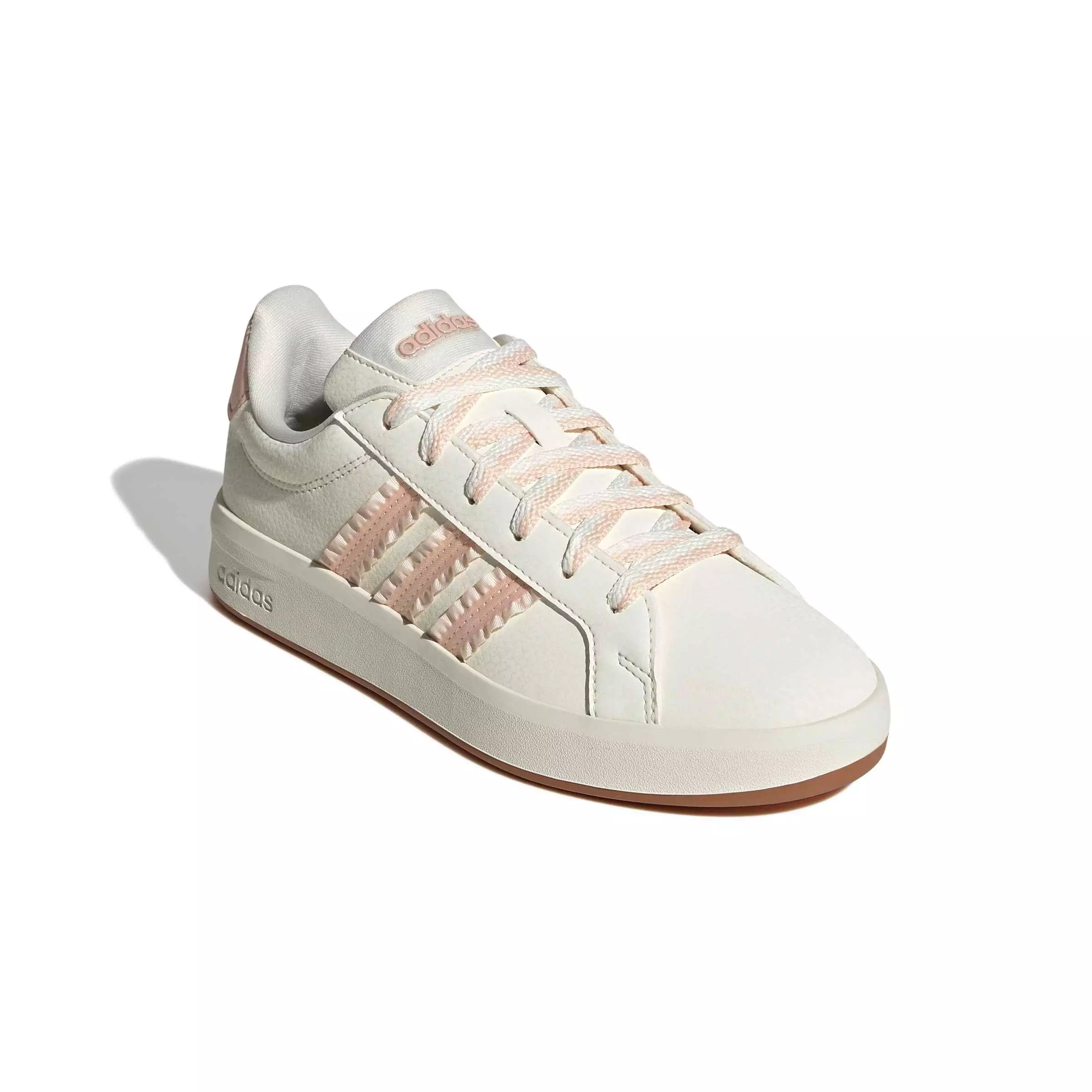 adidas Grand Court 3.0 "Core White/Blush Pink/Gum 3" Grade School Kids' Shoe - WHITE/PINK/GUM