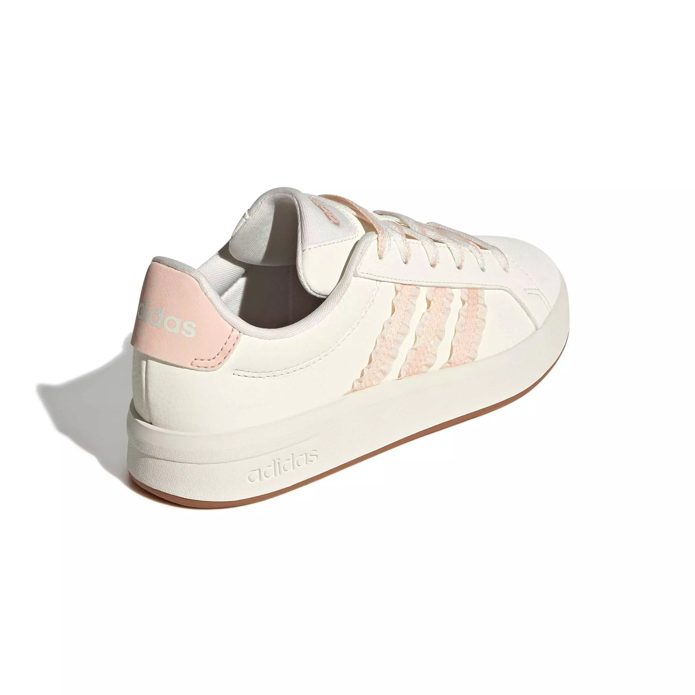 adidas Grand Court 3.0 "Core White/Blush Pink/Gum 3" Grade School Kids' Shoe - WHITE/PINK/GUM