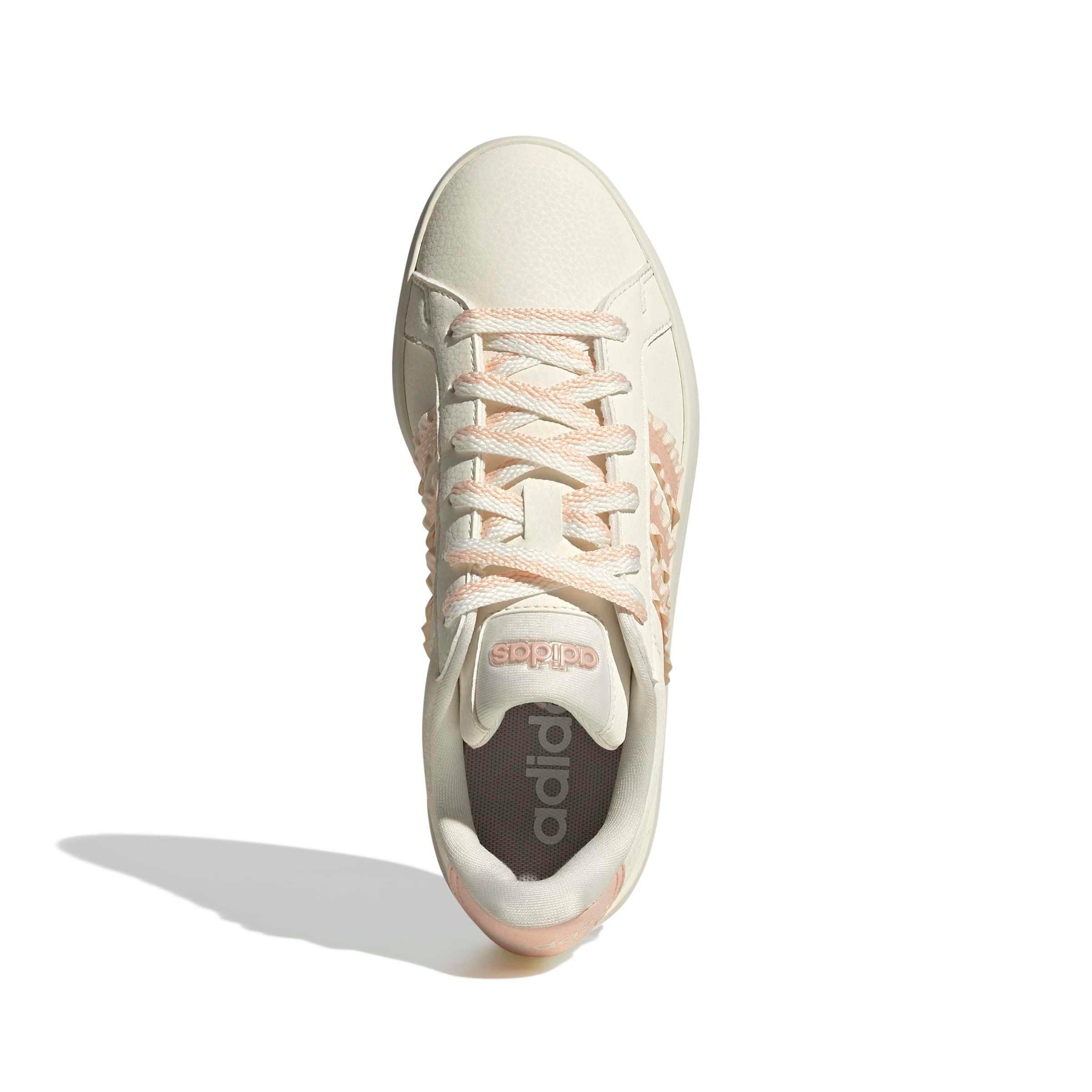 adidas Grand Court 3.0 Grade School Boys' "Core White/Blush Pink/Gum 3" Shoe