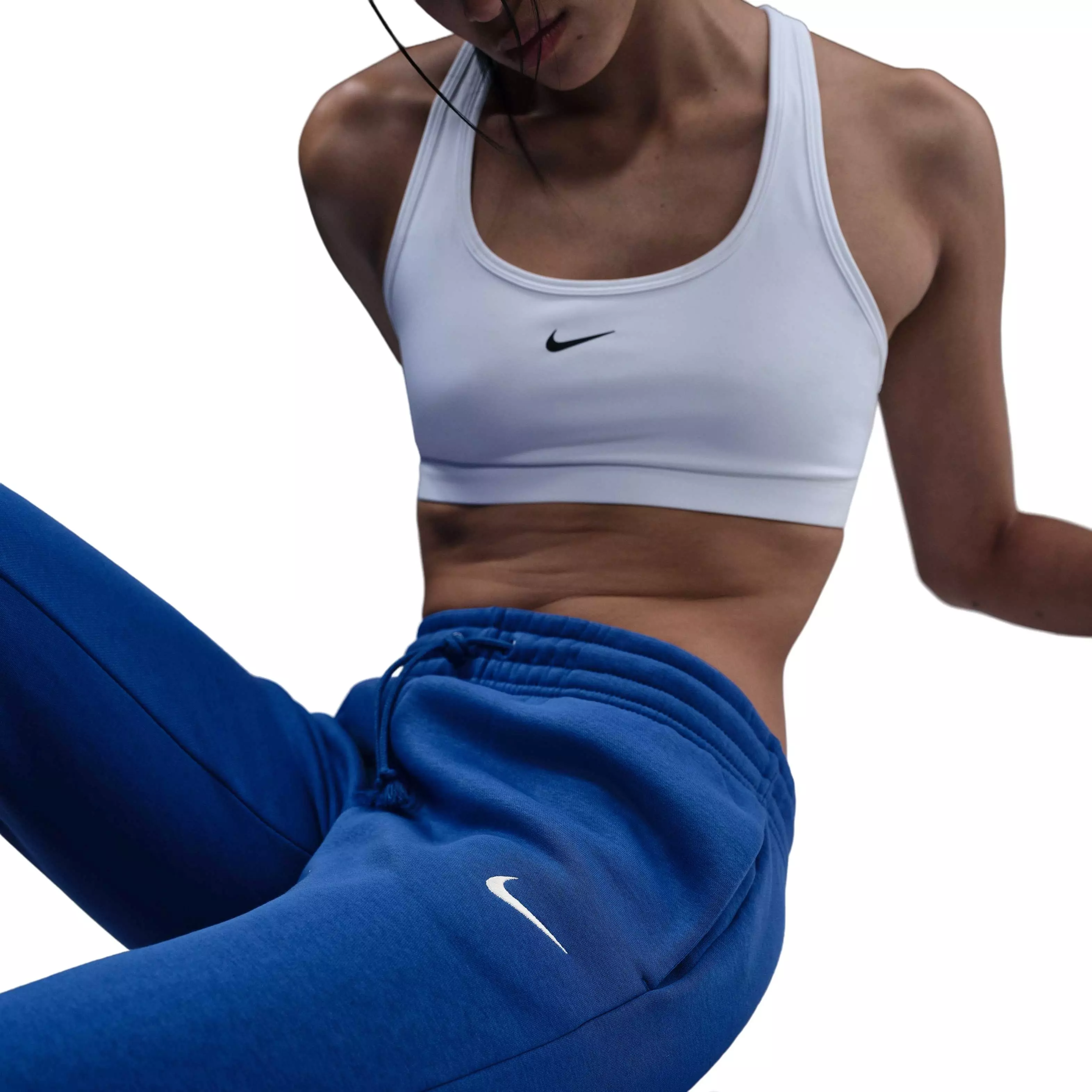 Nike Women's Sportswear Phoenix Fleece Mid-Rise Open-Hem Pants - Blue - BLUE