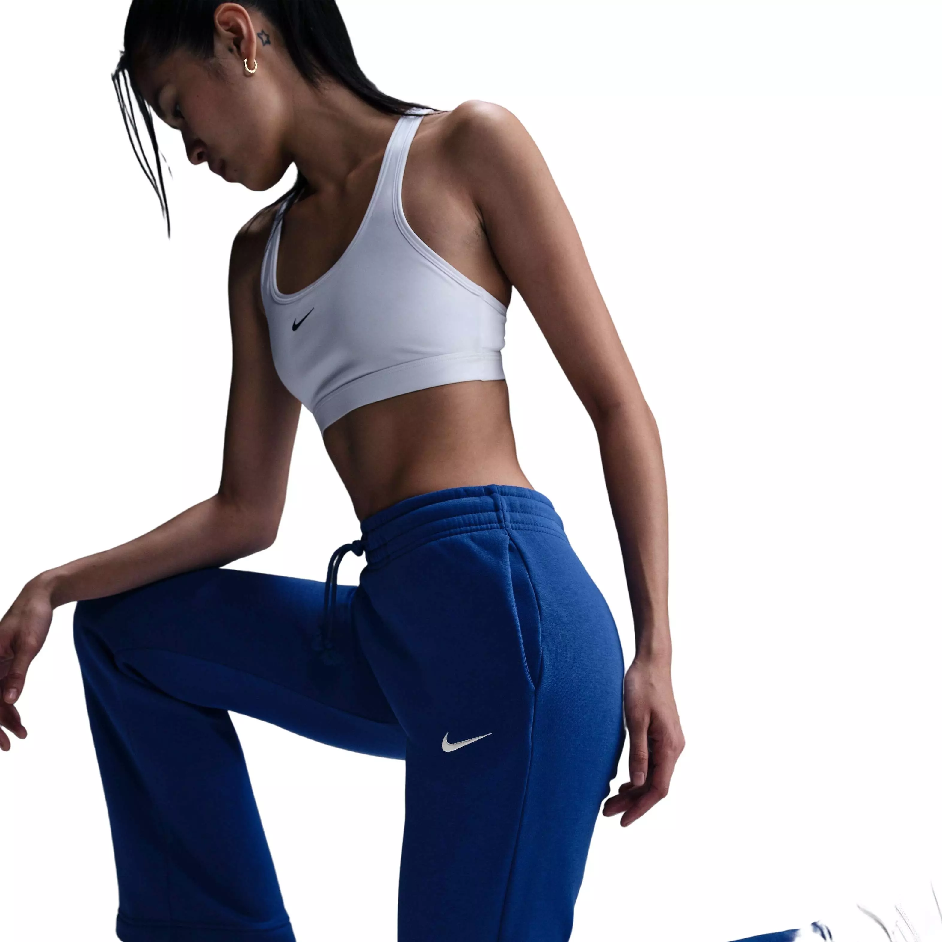 Nike Women's Sportswear Phoenix Fleece Mid-Rise Open-Hem Pants - Blue - BLUE