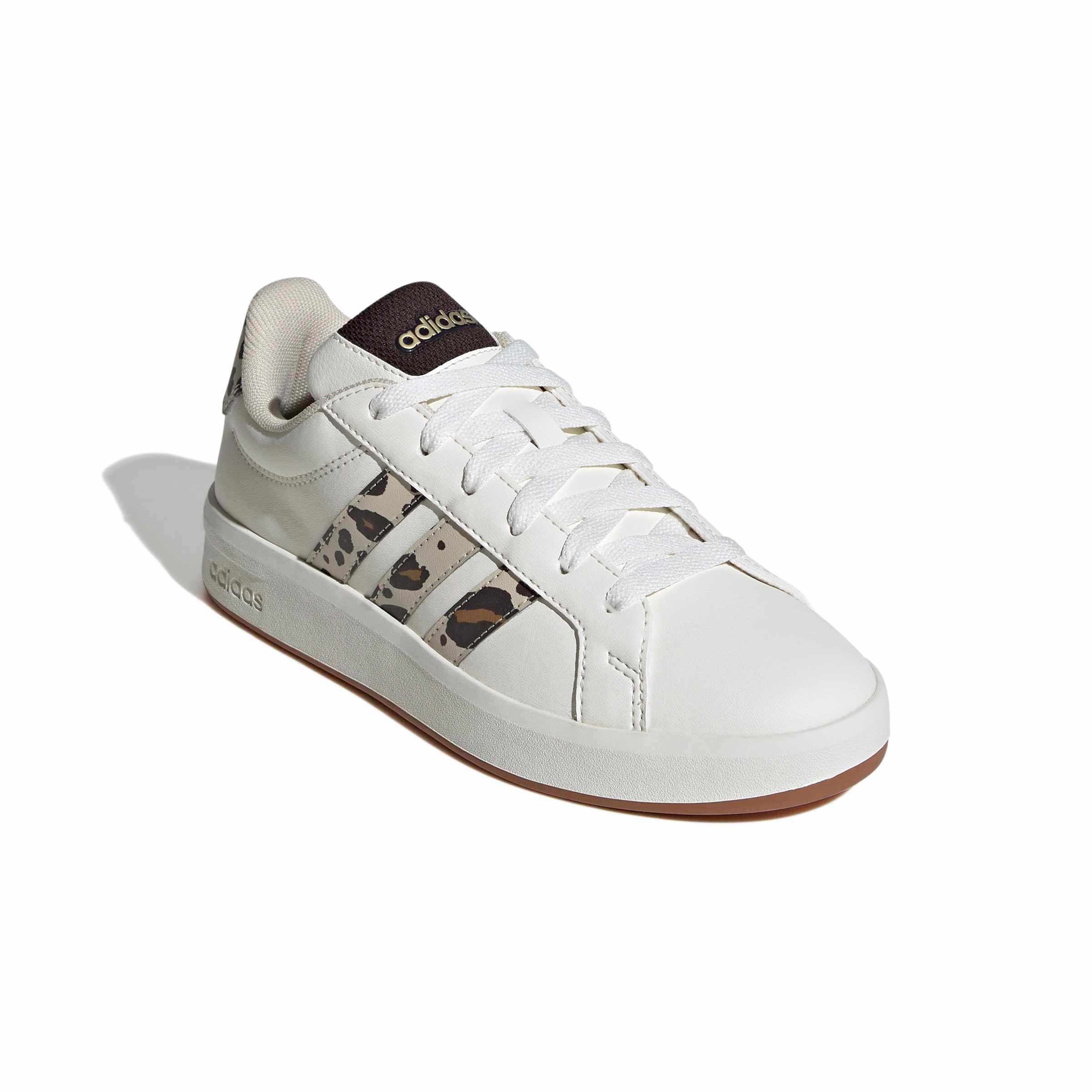 adidas Grand Court 3.0 Grade School Boys' "Core White/Crystal Linen/Aurora Coffee" Shoe