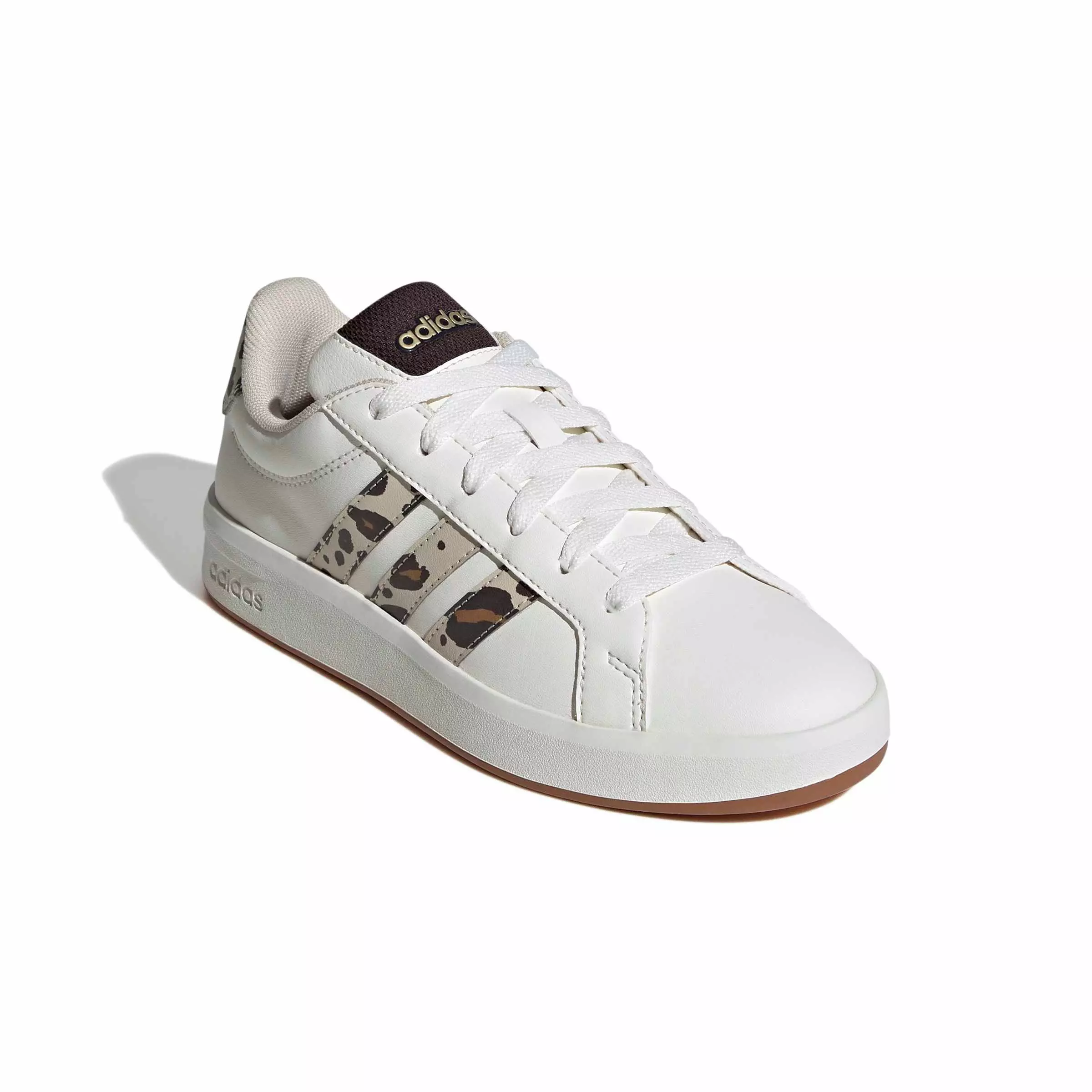 adidas Grand Court 3.0 "Core White/Crystal Linen/Aurora Coffee" Grade School Boys' Shoe - WHITE/LINEN/COFFEE