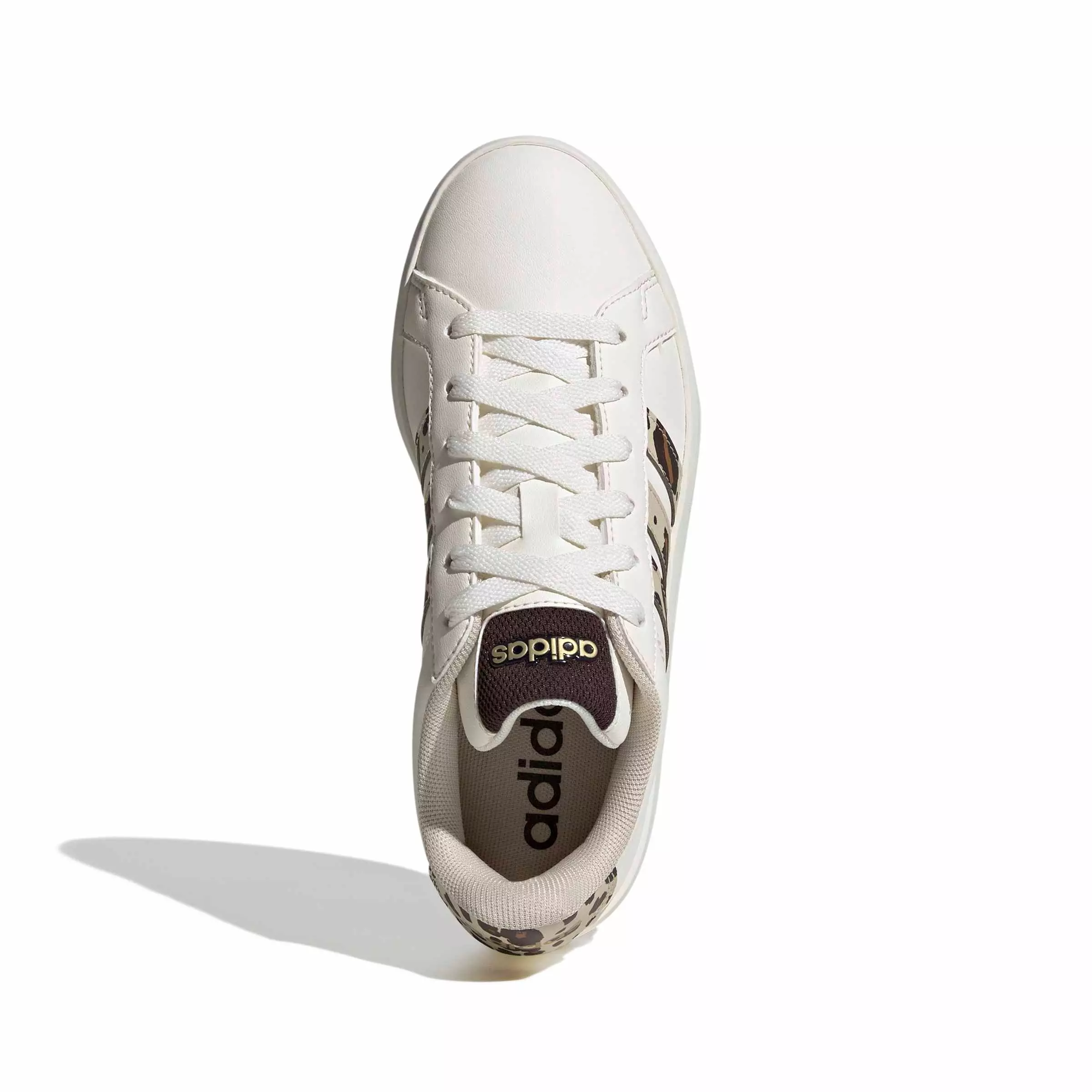 adidas Grand Court 3.0 "Core White/Crystal Linen/Aurora Coffee" Grade School Boys' Shoe - WHITE/LINEN/COFFEE