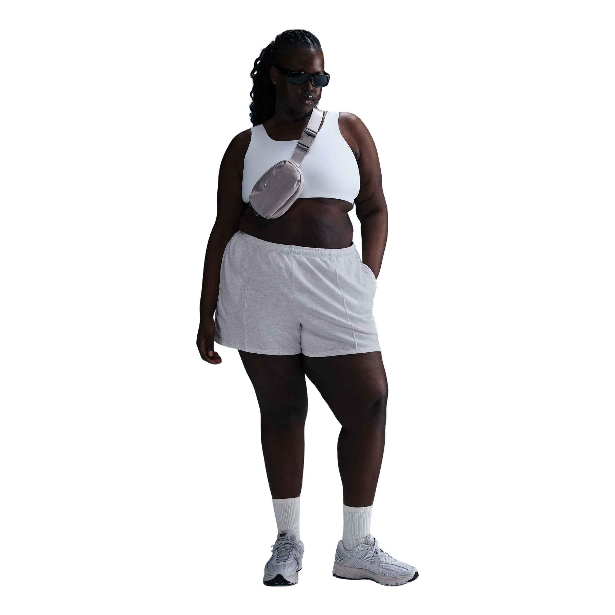 Nike Women's Sportswear Chill French Terry MR 4" Terry Shorts -Birch Heather - BIRCH HEATHER Thumbnail View 5