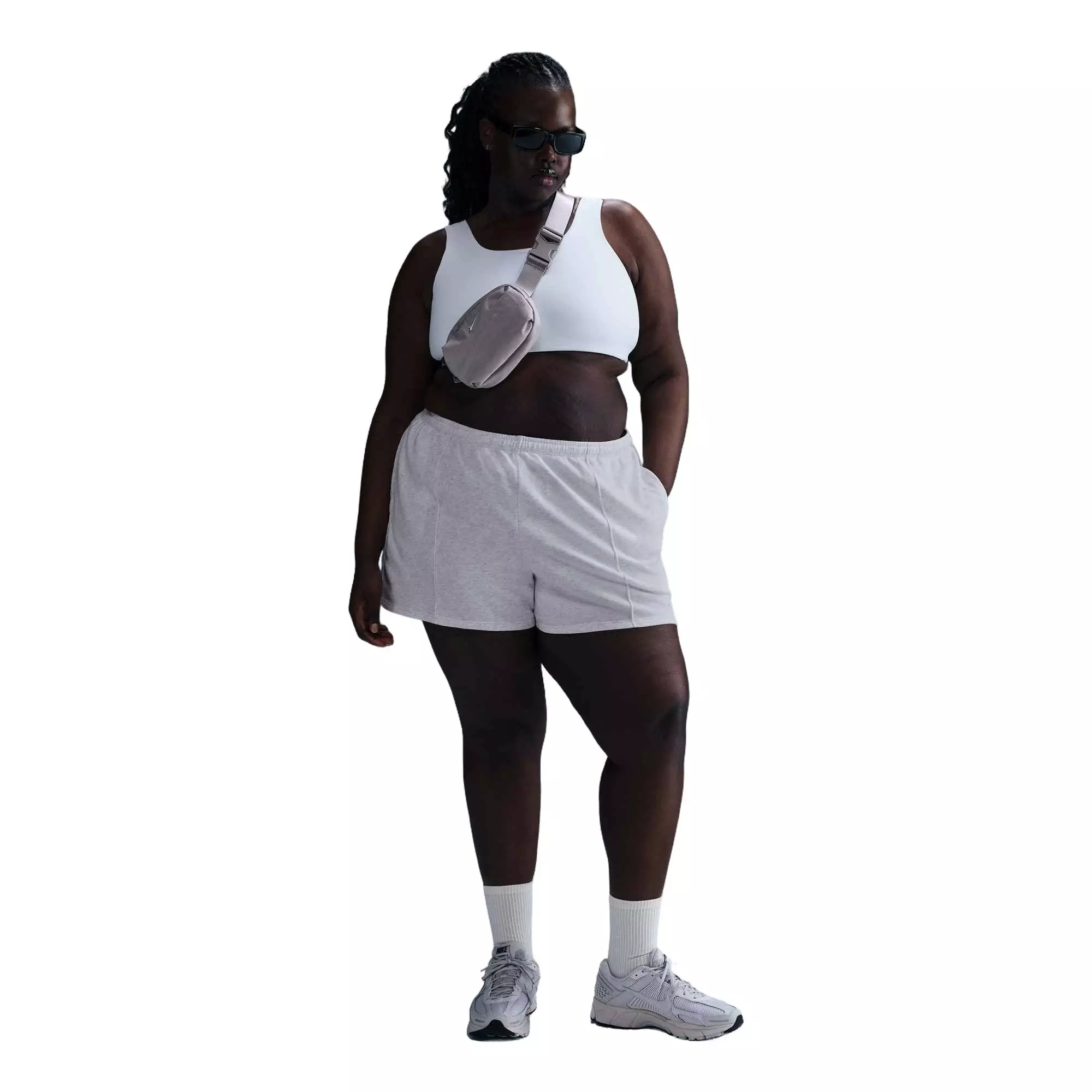 Nike Women's Sportswear Chill French Terry MR 4" Terry Shorts -Birch Heather - BIRCH HEATHER