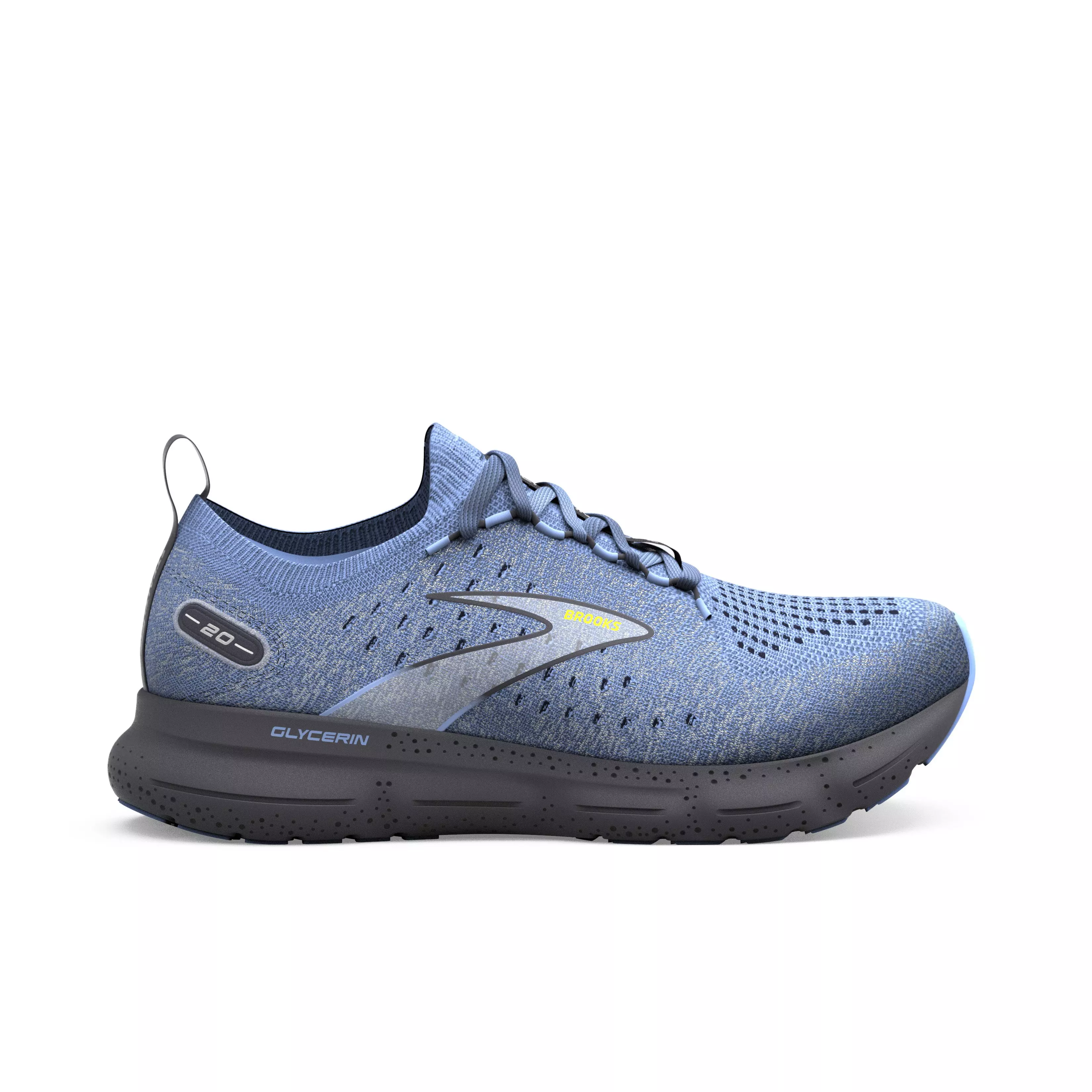 Brooks Glycerin StealthFit 20 "Light Blue/Nine Iron/Sulphur" Men's Running Shoe - LT BLUE/IRON/SULPHUR