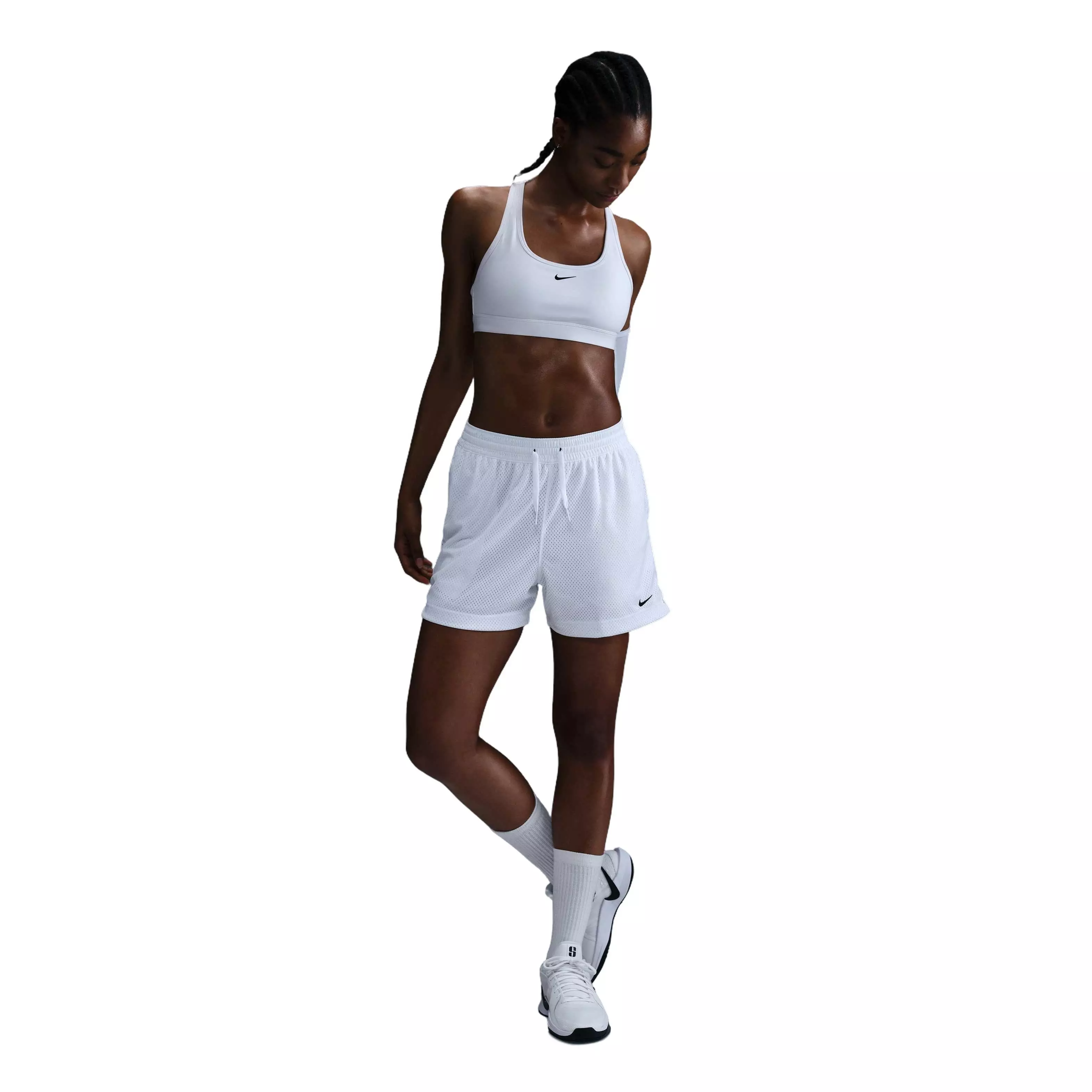 Nike Women's Essential Dri-FIT Mesh Basketball Shorts-White - WHITE