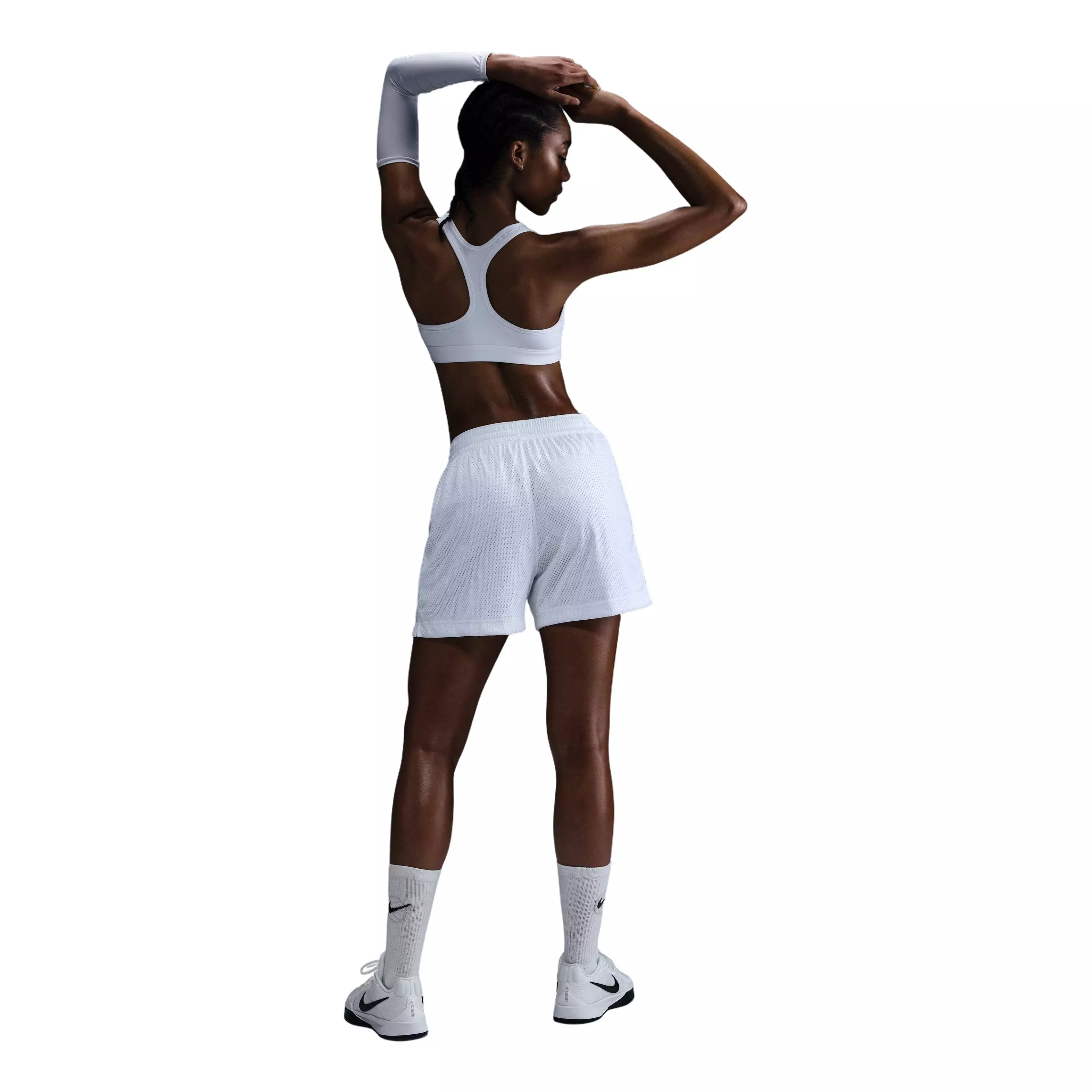 Nike Women's Essential Dri-FIT Mesh Basketball Shorts-White - WHITE